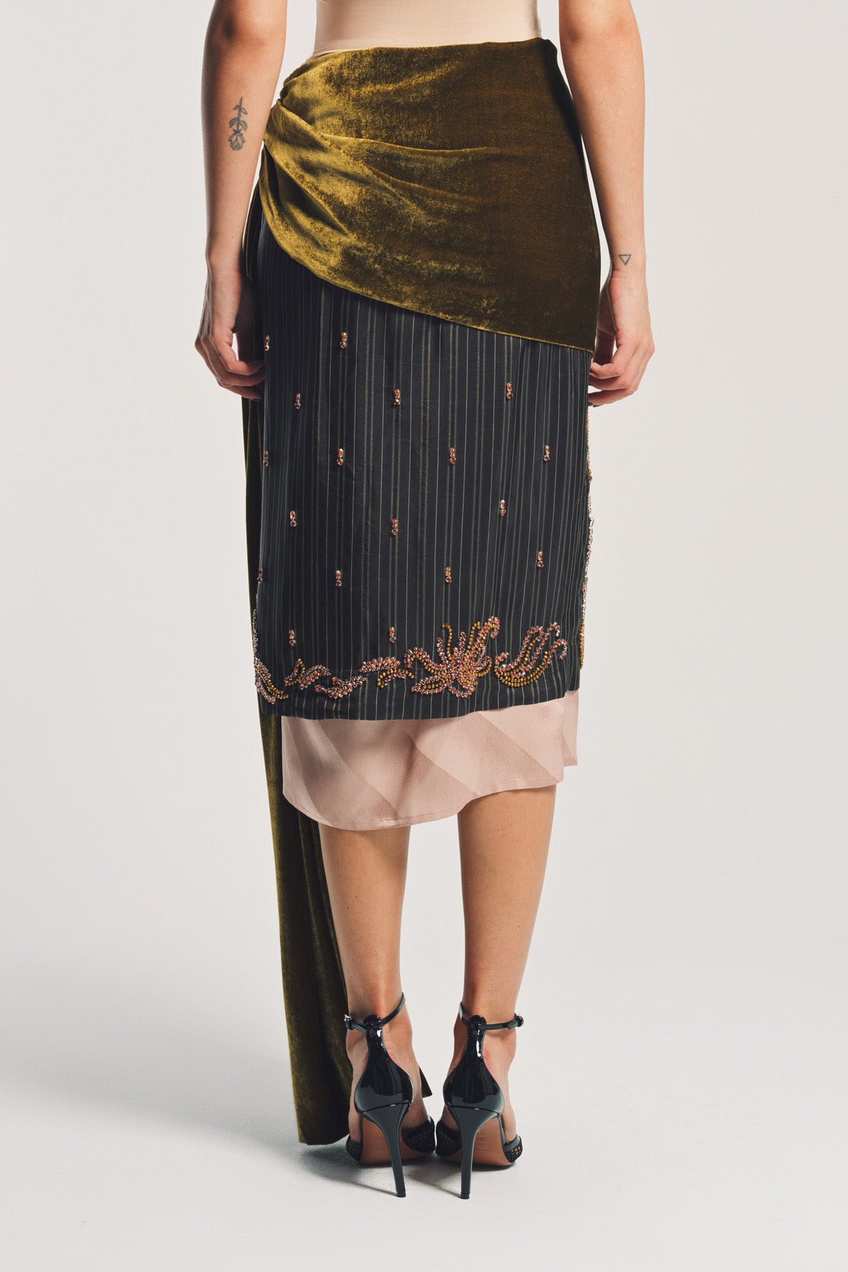 DRIES VAN NOTEN | STRIPE EMBELLISHED SKIRT