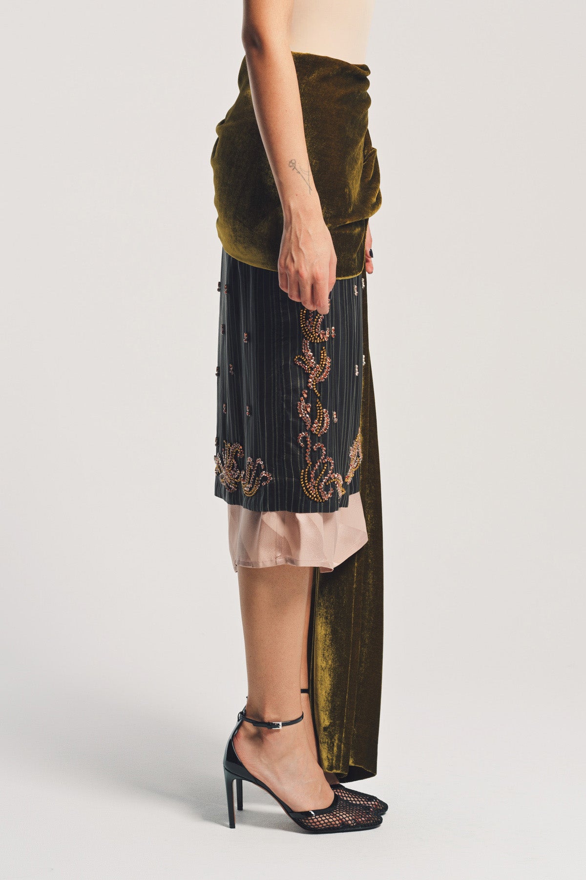 DRIES VAN NOTEN | STRIPE EMBELLISHED SKIRT