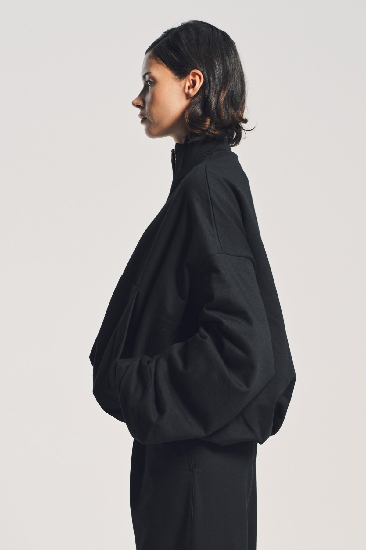 DRIES VAN NOTEN ブラックパラシュートモッズコート DRIES VAN NOTEN | DRAPED JERSEY JACKET