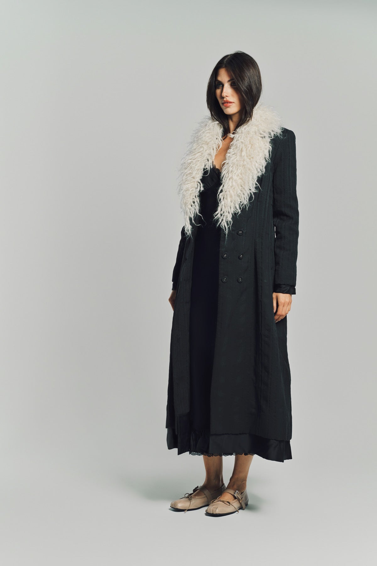 MERUERT TOLEGEN | YARN COLLAR JACQUARD COAT