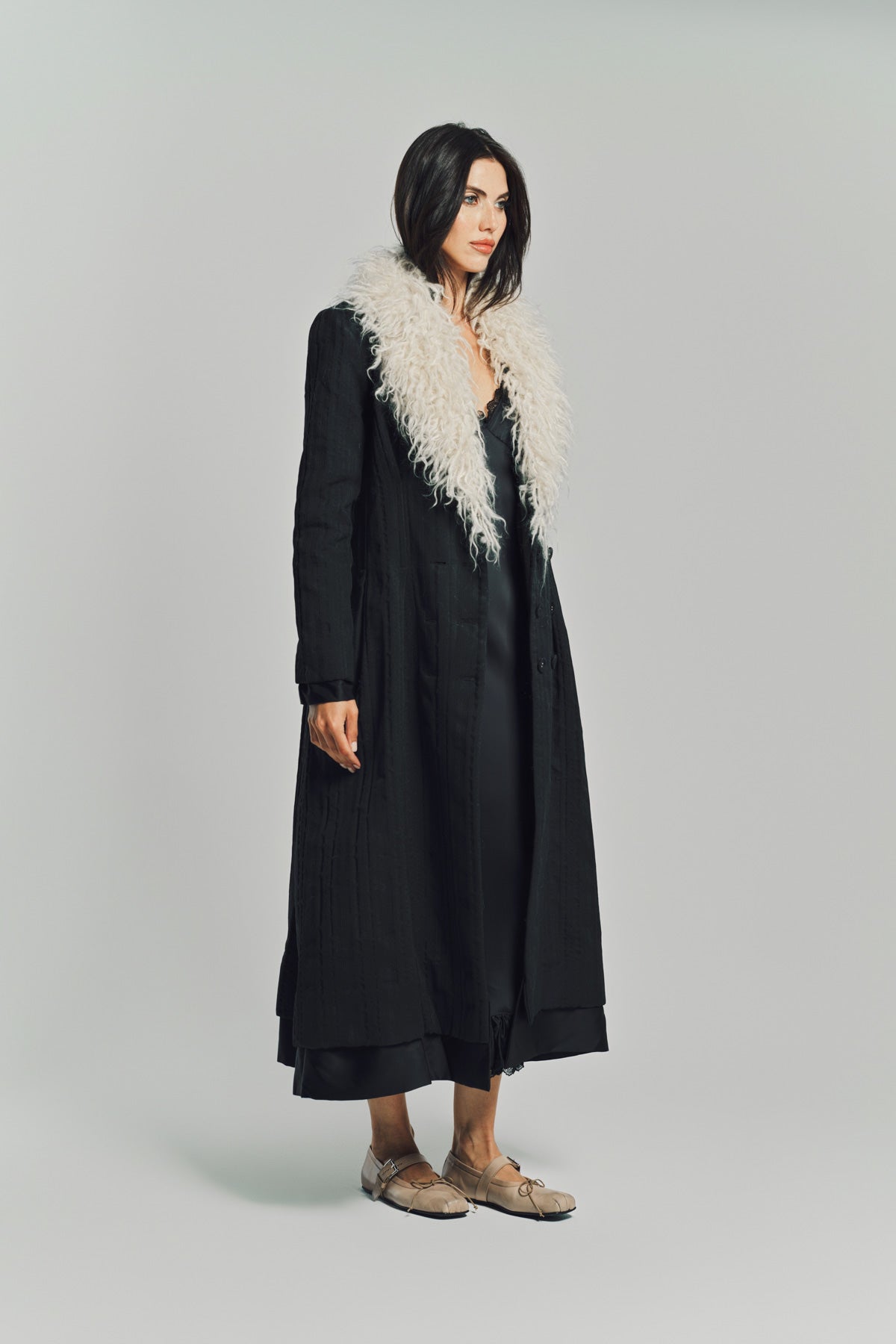 MERUERT TOLEGEN | YARN COLLAR JACQUARD COAT