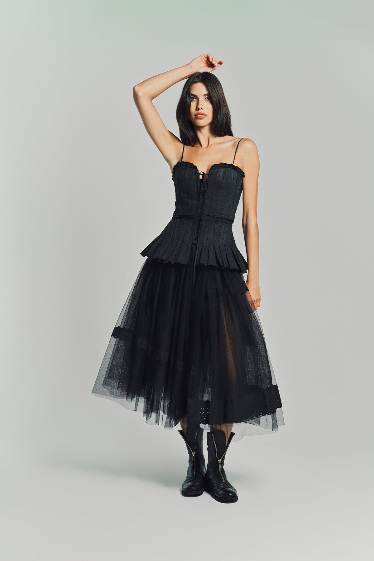 MERUERT TOLEGEN | JACQUARD ACCORDION PLEATED BUSTIER