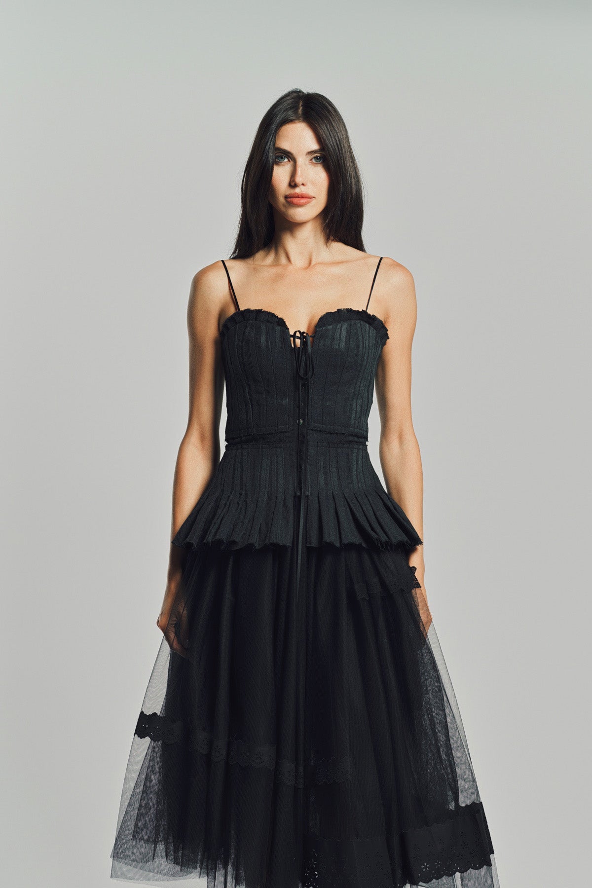 MERUERT TOLEGEN | JACQUARD ACCORDION PLEATED BUSTIER