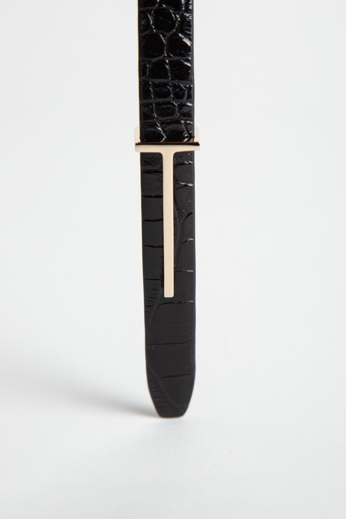 TOM FORD | SHINY STAMPED CROCODILE LEATHER SLIM T BELT
