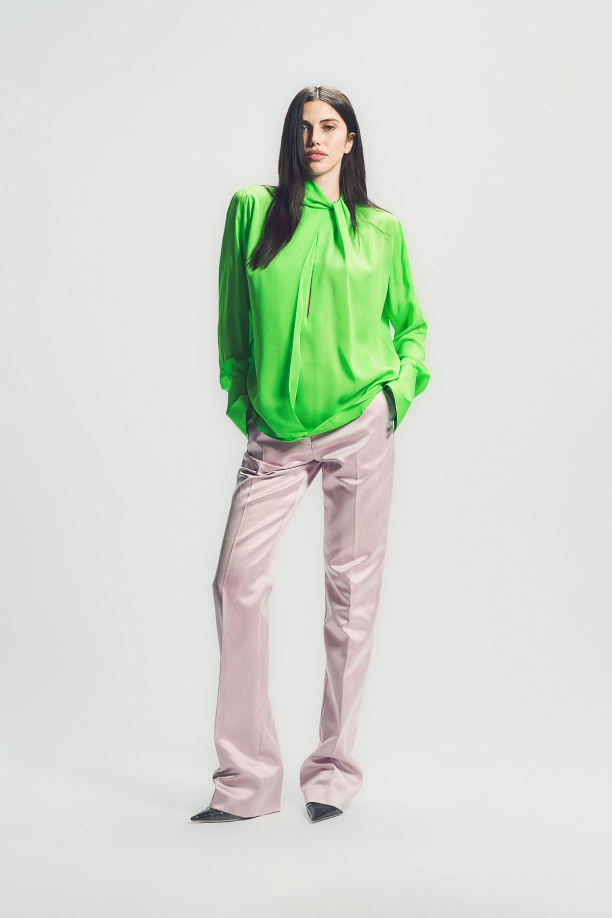 TOM FORD | WASHED COTTON SILK BLEND DUCHESSE TAILORED STRAIGHT PANTS