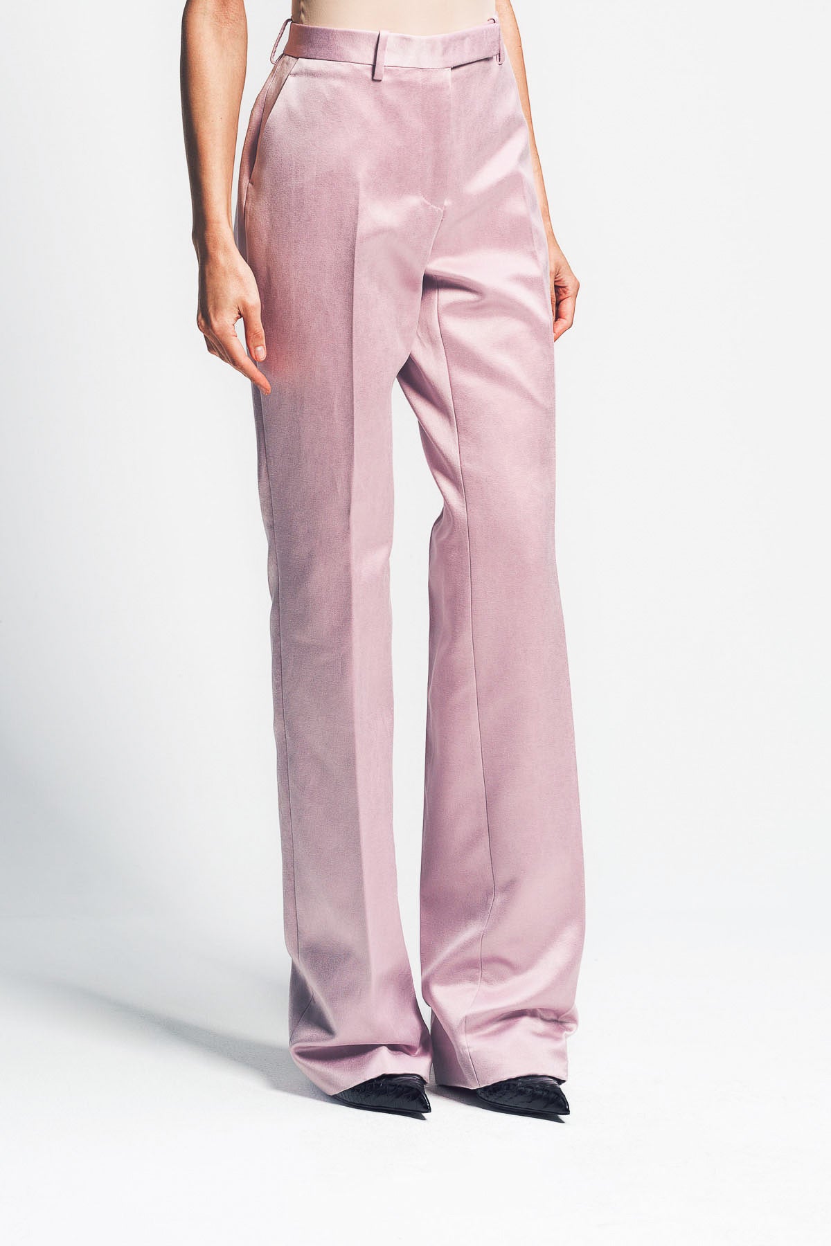 TOM FORD | WASHED COTTON SILK BLEND DUCHESSE TAILORED STRAIGHT PANTS