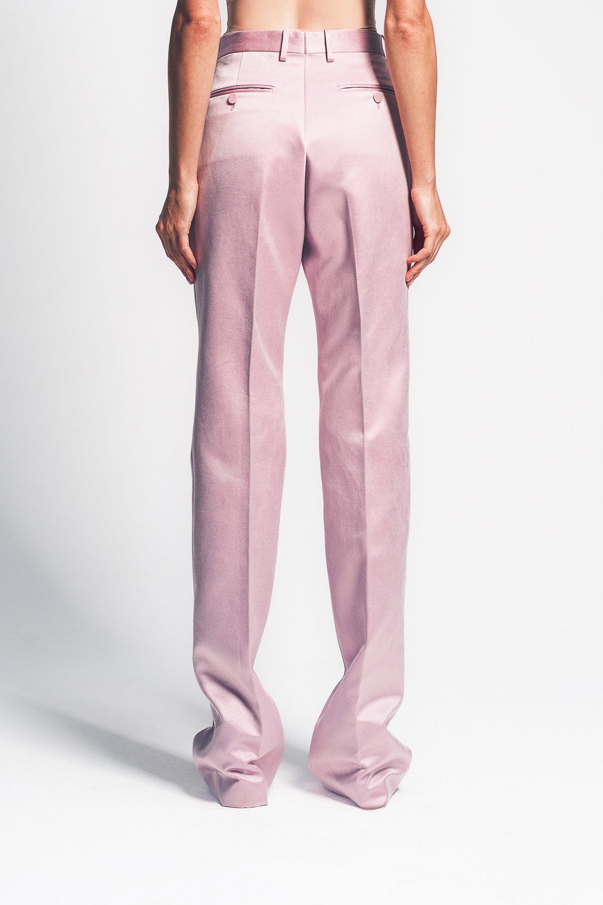 TOM FORD | WASHED COTTON SILK BLEND DUCHESSE TAILORED STRAIGHT PANTS