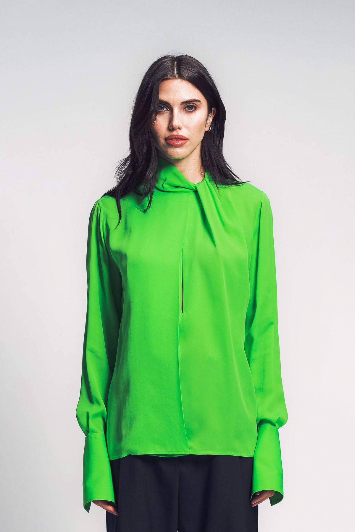 TOM FORD | WASHED SILK GEORGETTE LONG SLEEVE BLOUSE