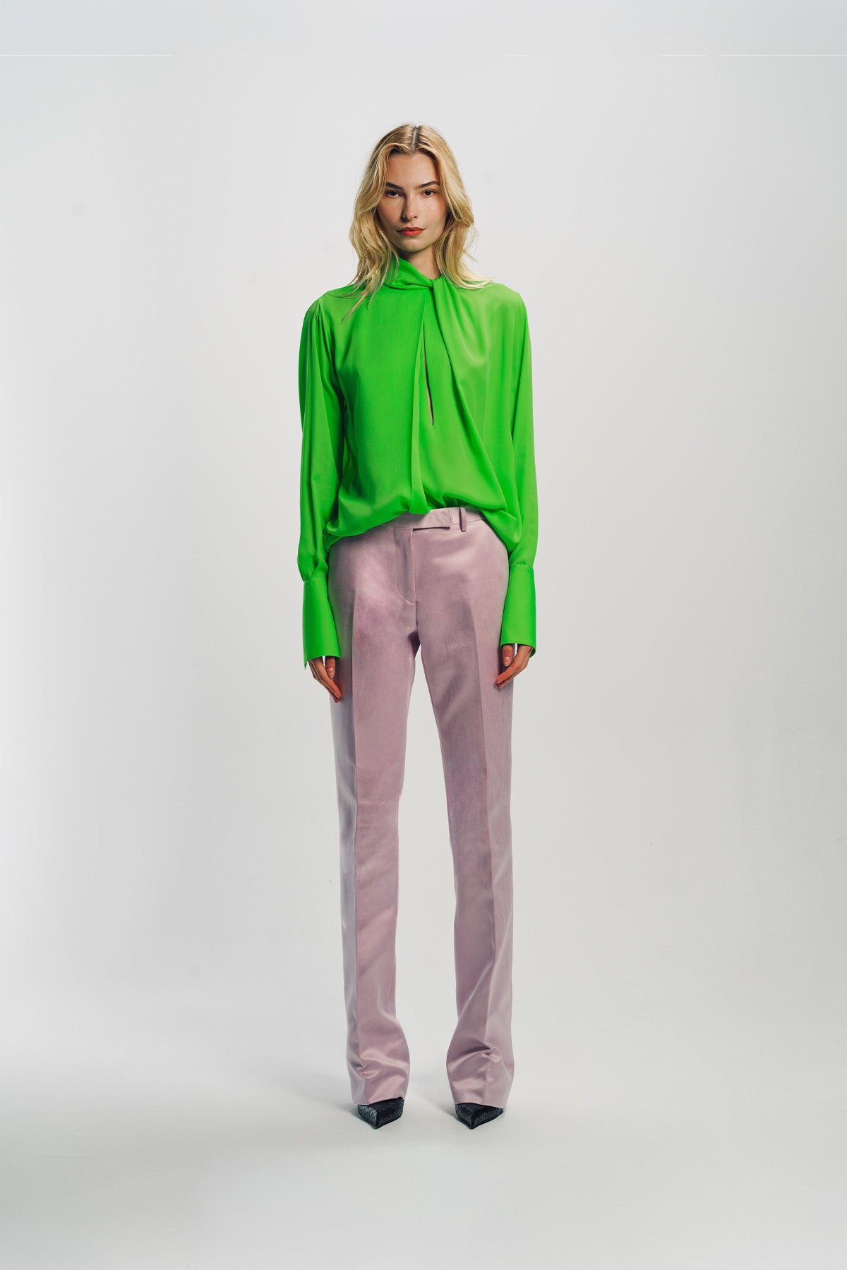 TOM FORD | WASHED SILK GEORGETTE LONG SLEEVE BLOUSE