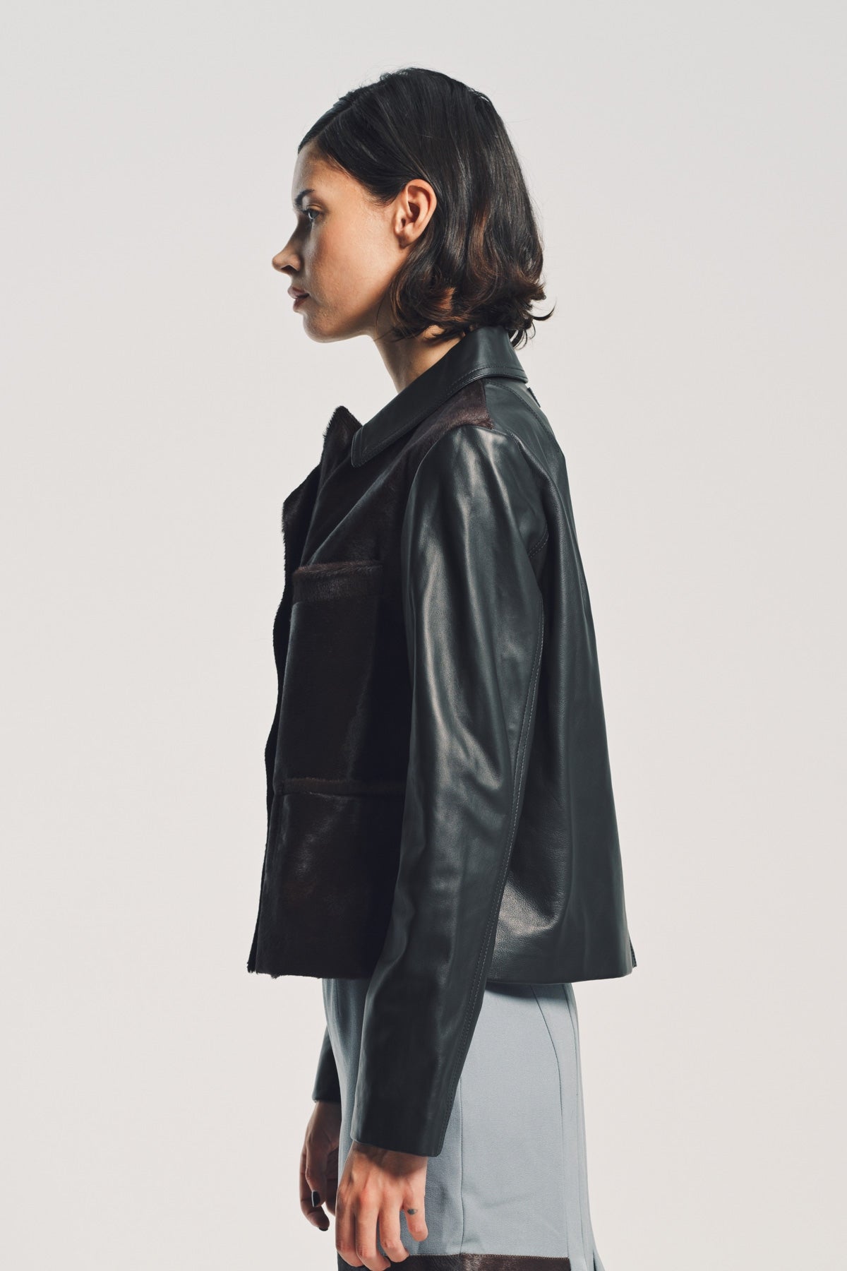 MARNI | LEATHER AND PONY HAIR JACKET