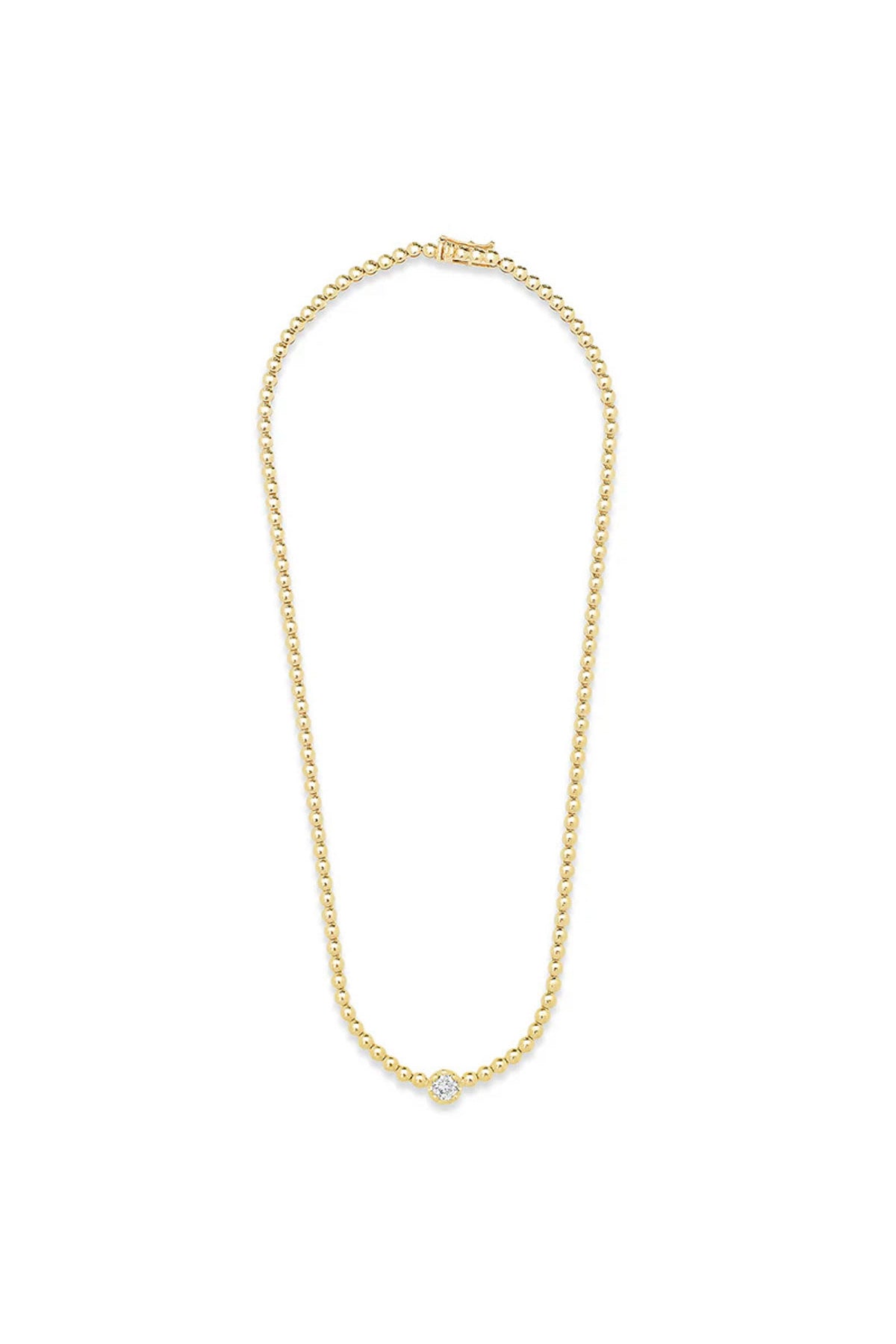 JENNIFER MEYER | MINI BEZEL TENNIS NECKLACE WITH ILLUSION SET DIAMOND ACCENT