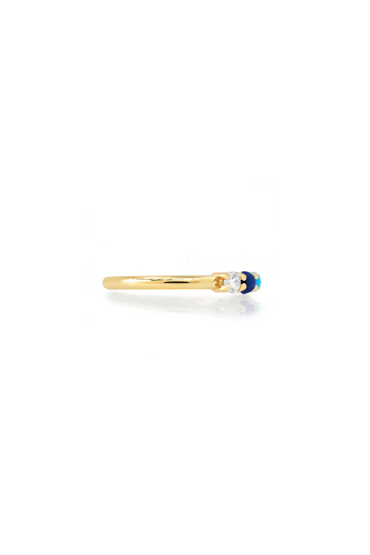 JENNIFER MEYER | 4-PRONG DIAMOND, TURQUOISE, AND LAPIS RING
