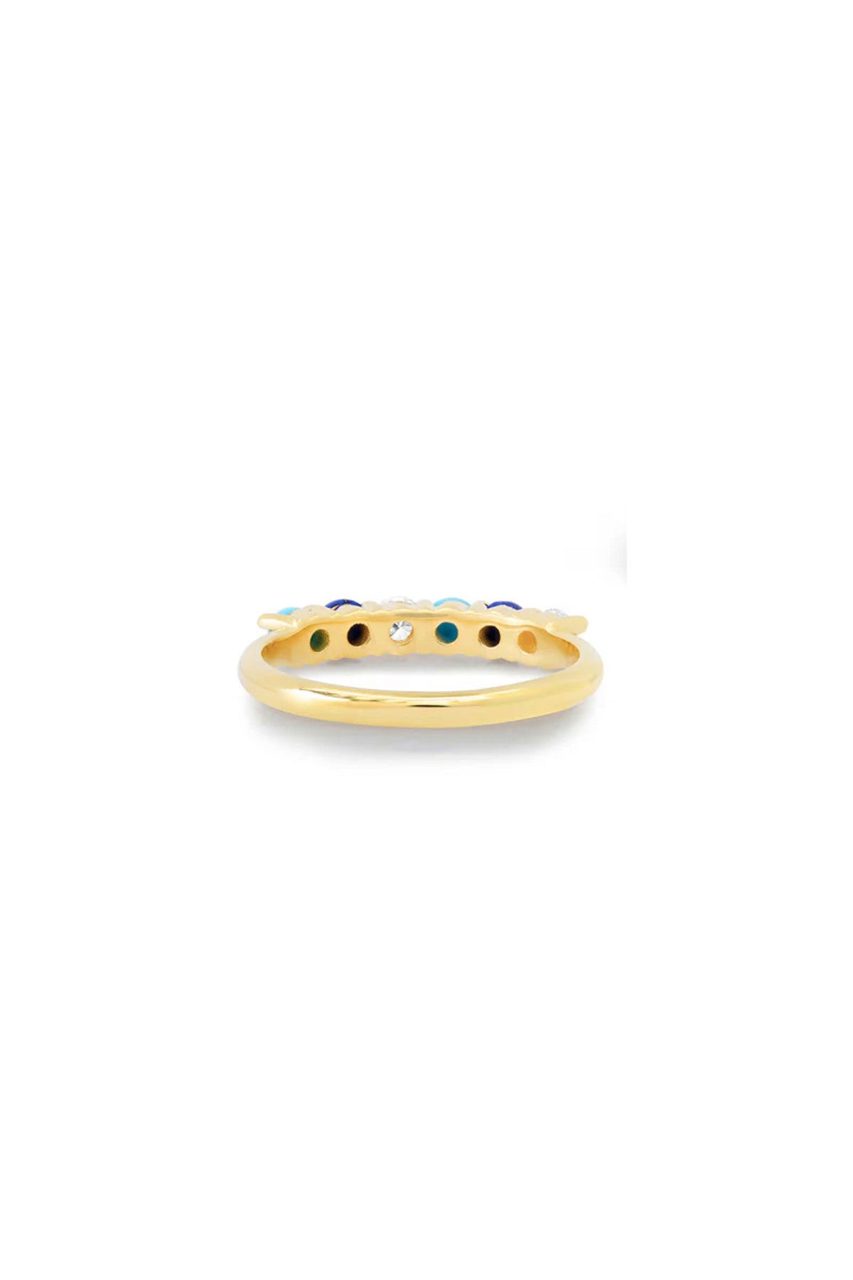 JENNIFER MEYER | 4-PRONG DIAMOND, TURQUOISE, AND LAPIS RING