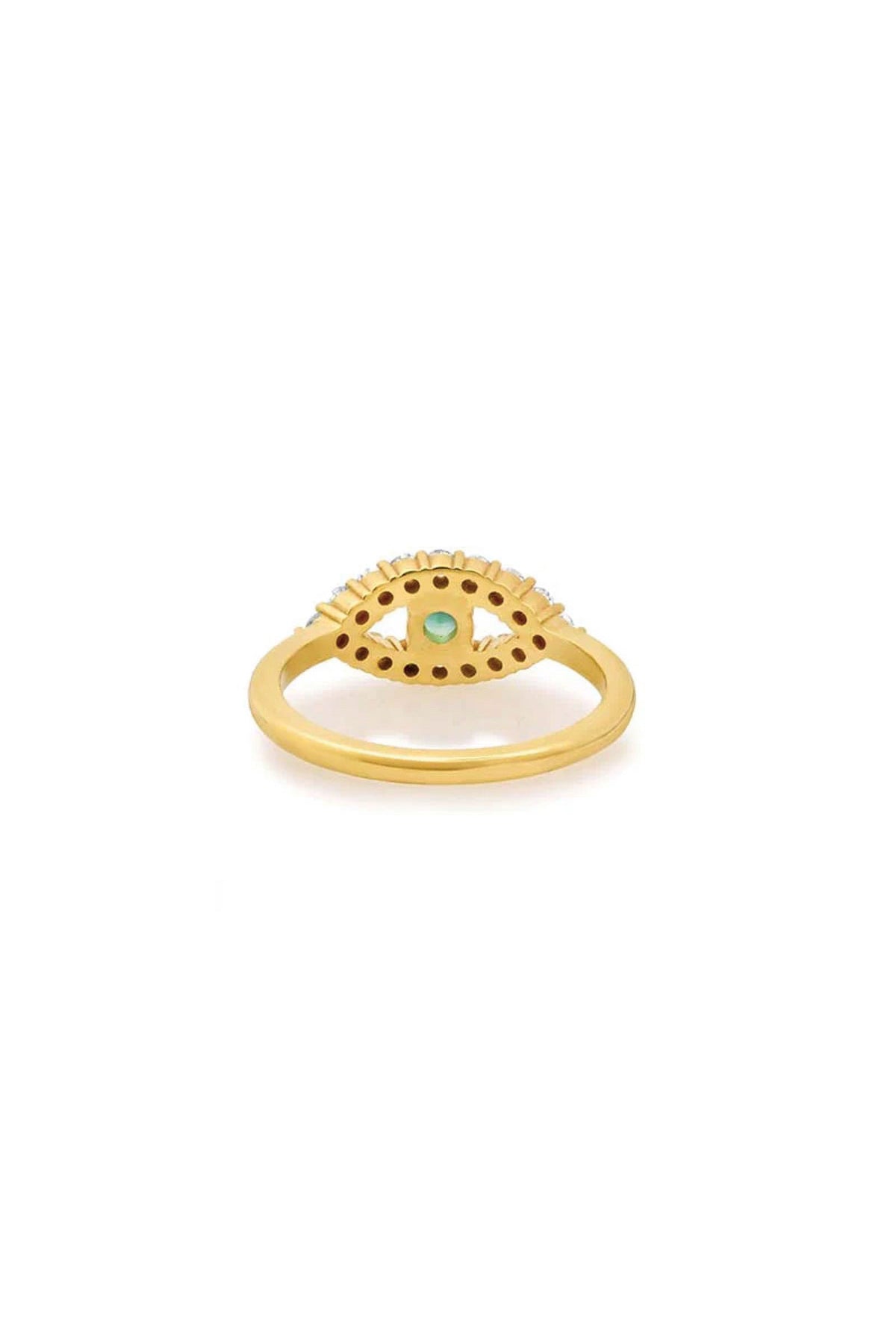 JENNIFER MEYER | MEDIUM DIAMOND OPEN EVIL EYE RING WITH EMERALD CENTER