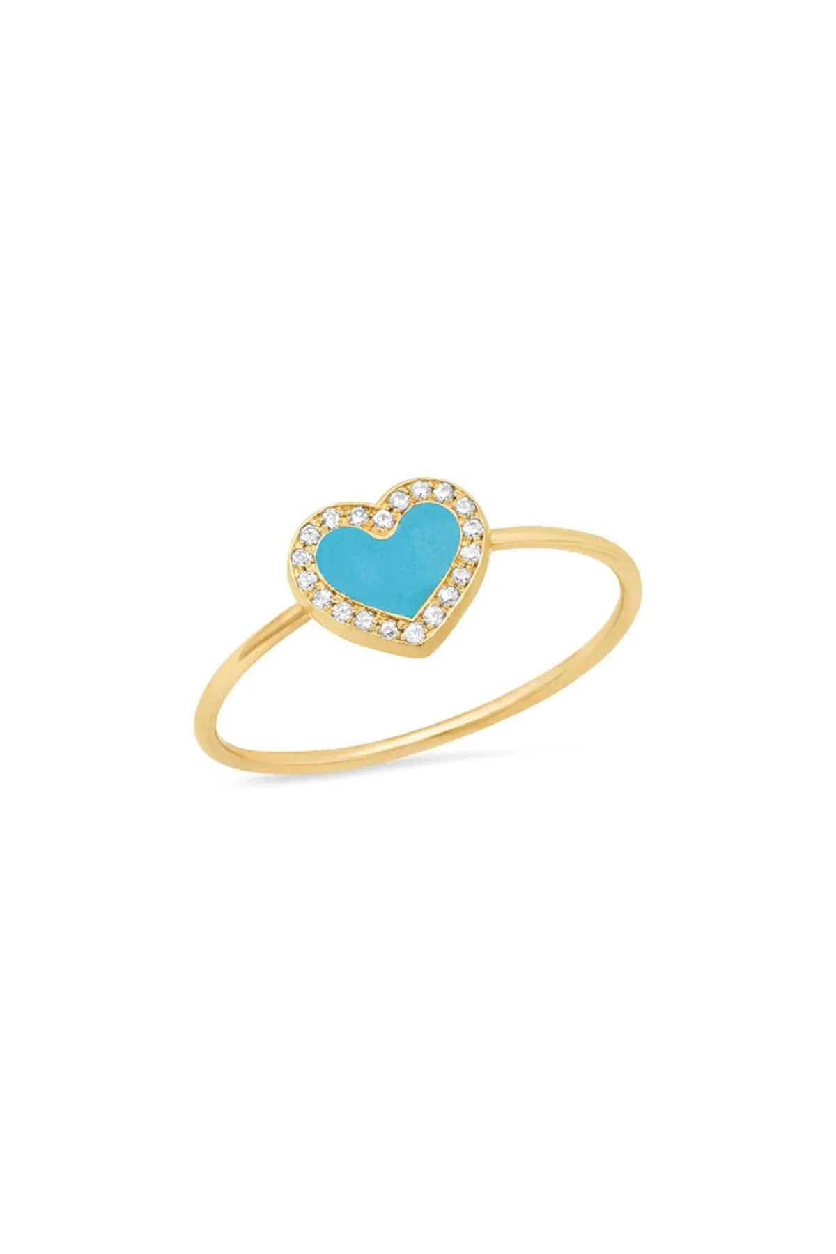 JENNIFER MEYER | EXTRA SMALL TURQUOISE INLAY HEART RING WITH DIAMONDS