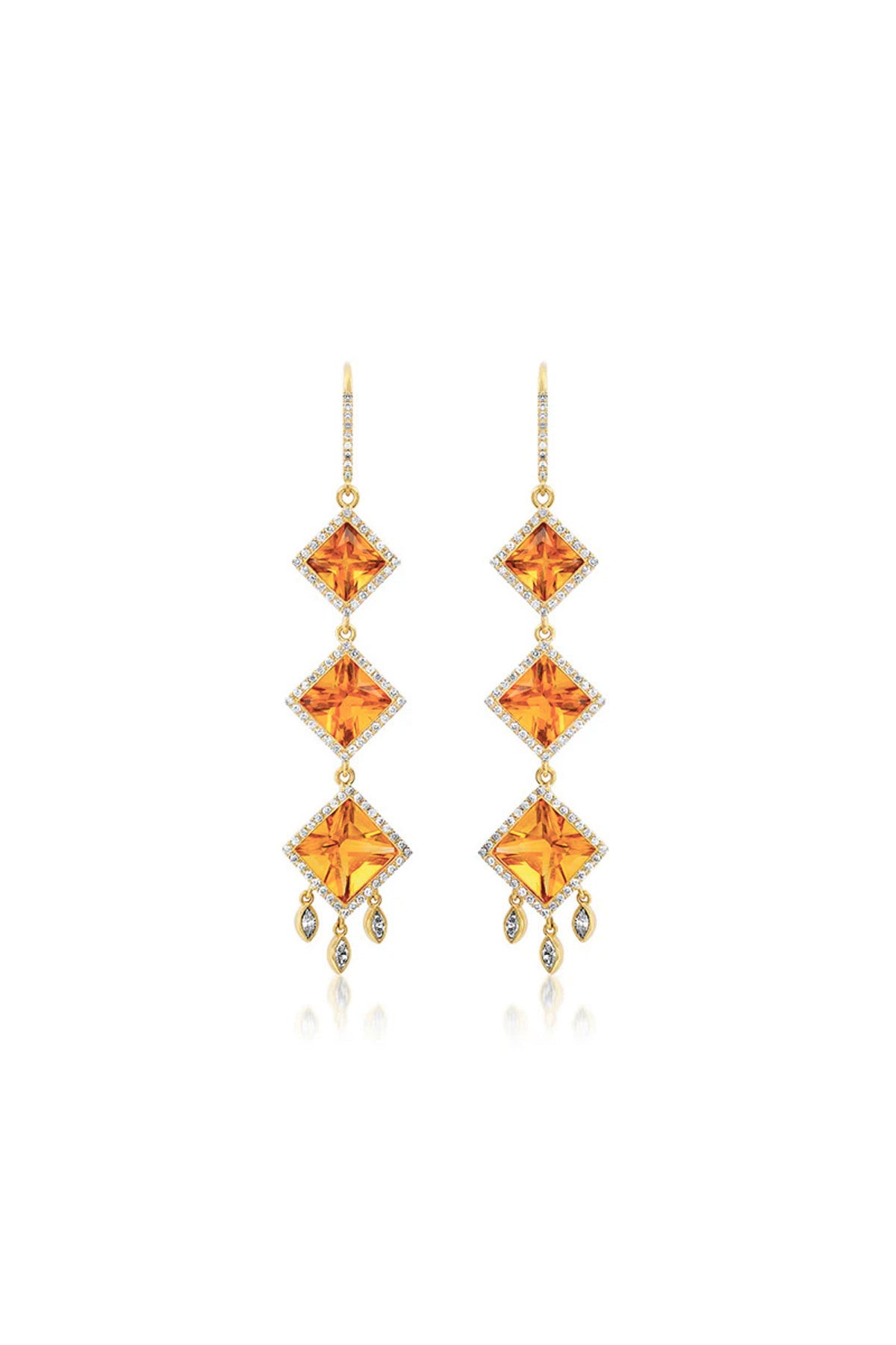 JENNIFER MEYER | ONE-OF-A-KIND PRINCESS-CUT CITRINE AND DIAMOND EARRINGS