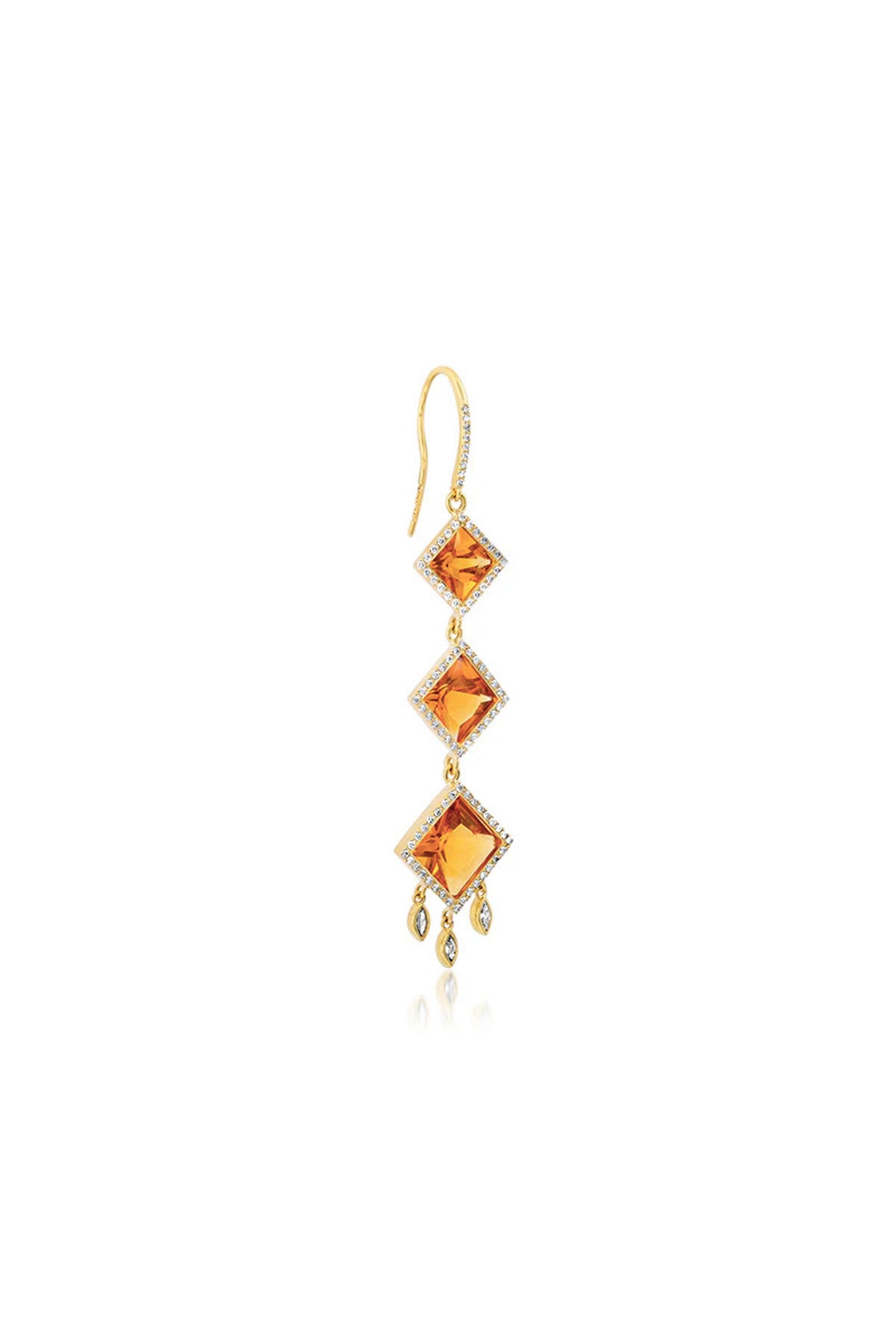 JENNIFER MEYER | ONE-OF-A-KIND PRINCESS-CUT CITRINE AND DIAMOND EARRINGS