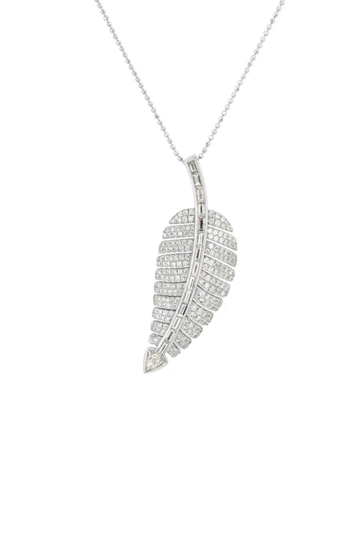 JENNIFER MEYER | WHITE GOLD DIAMOND ANNIVERSARY LEAF NECKLACE