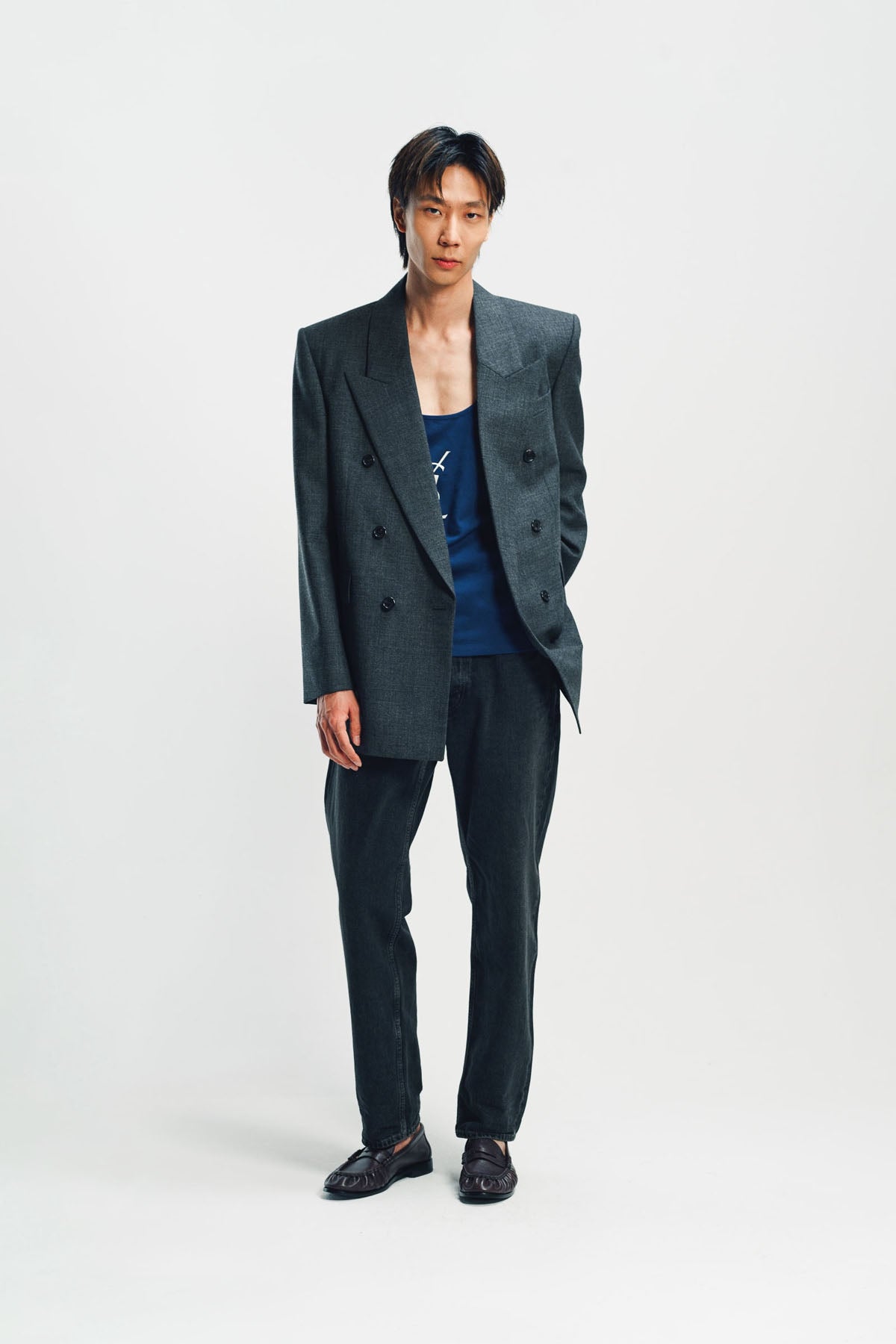 ジャケット・アウター Saint Laurent Double-Breasted Jacket double-breasted jacket in wool gabardine in Black | Saint Laurent