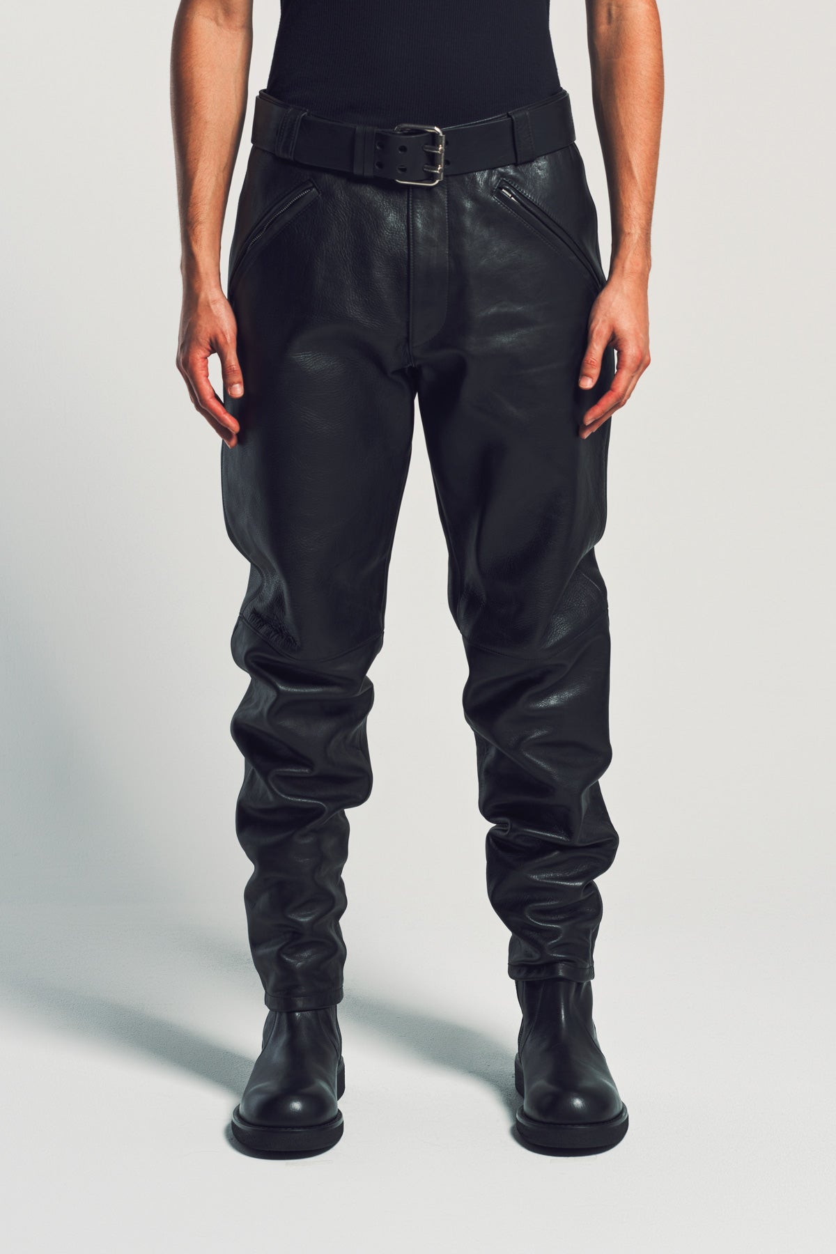 SAINT LAURENT | BELTED LEATHER PANTS