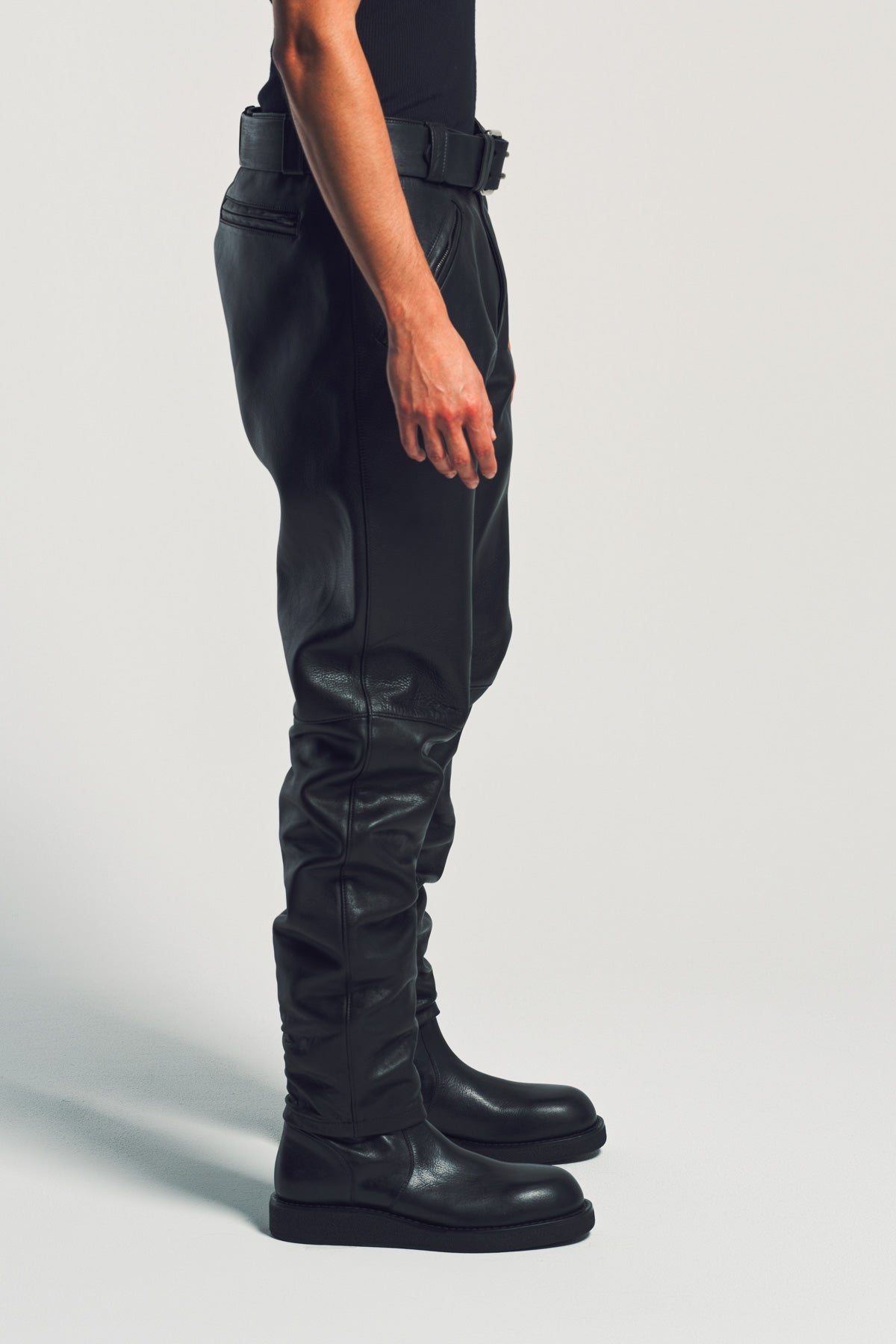 SAINT LAURENT | BELTED LEATHER PANTS