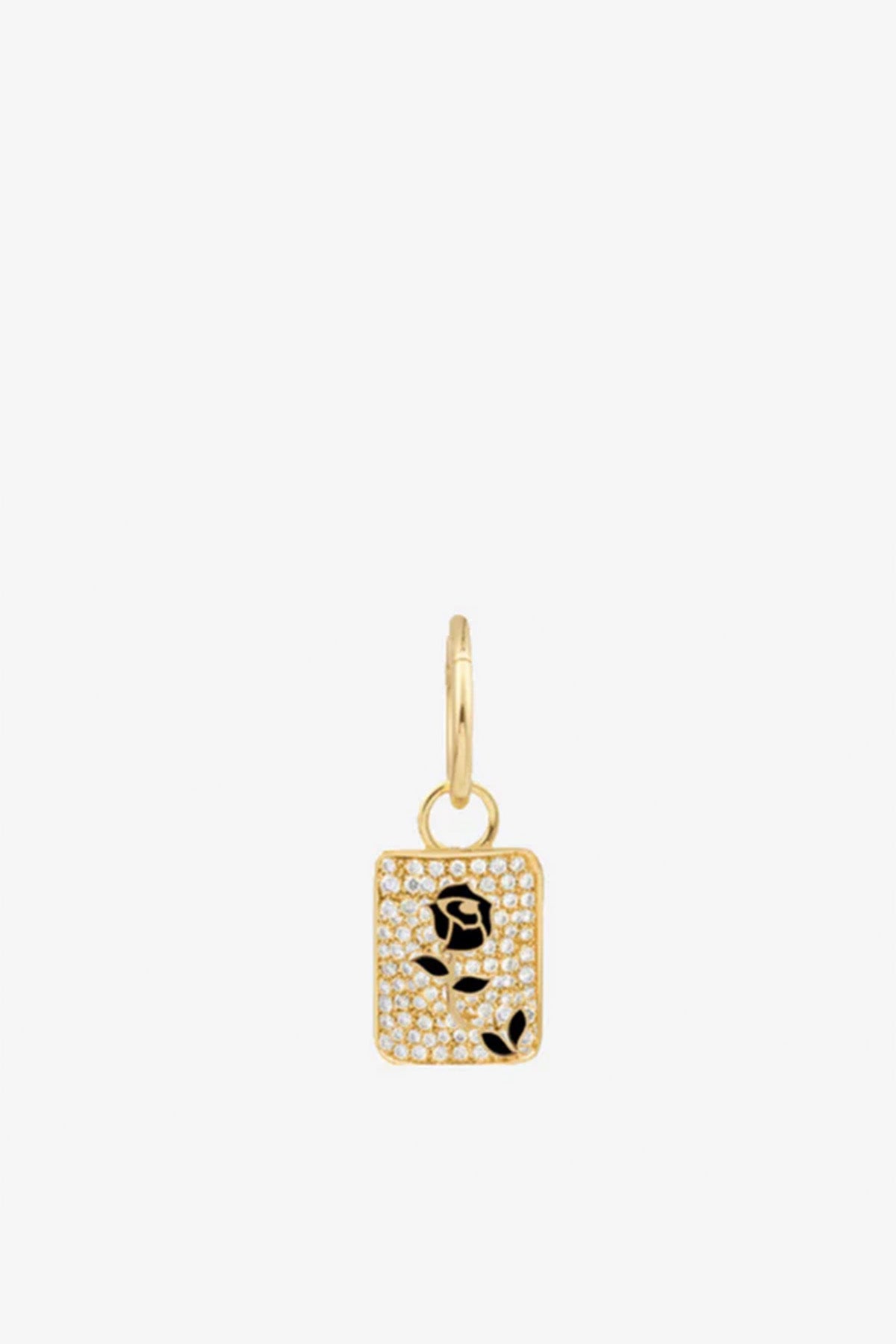 MYSTERYJOY | YELLOW GOLD BLACK ROSE PAVED EARRING (SINGLE)