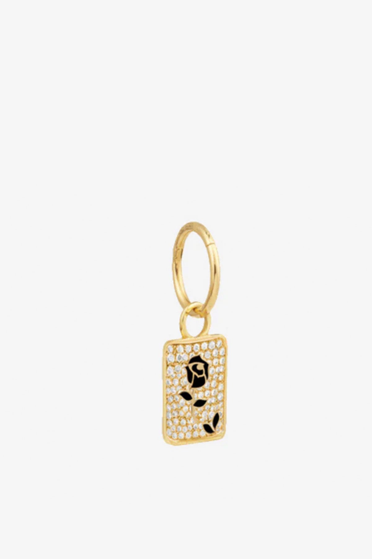 MYSTERYJOY | YELLOW GOLD BLACK ROSE PAVED EARRING (SINGLE)