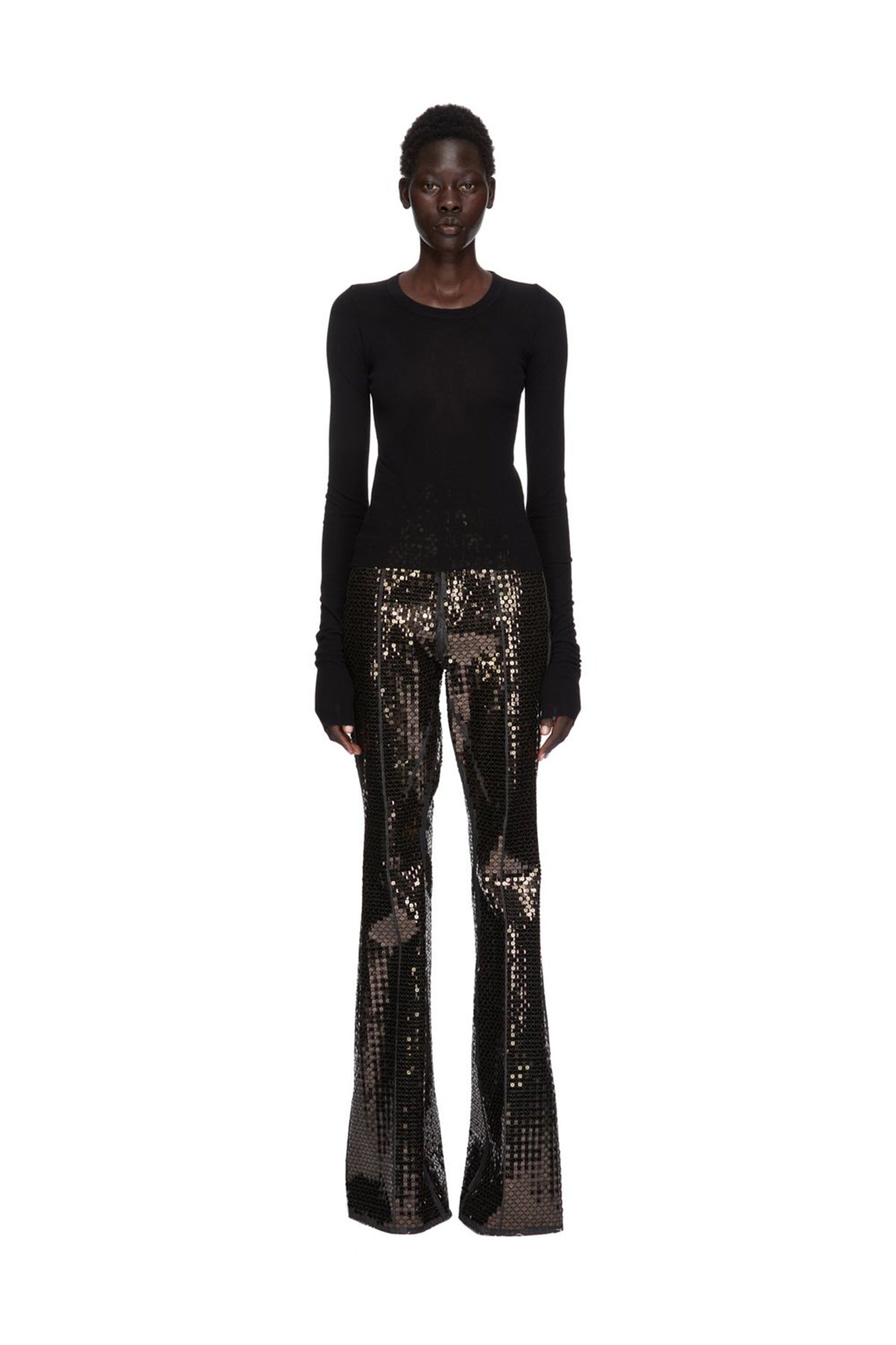 RICK OWENS | CROPPED RIB LONG SLEEVE TEE