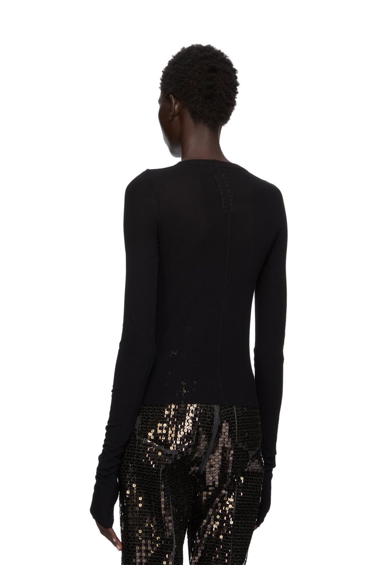 RICK OWENS | CROPPED RIB LONG SLEEVE TEE