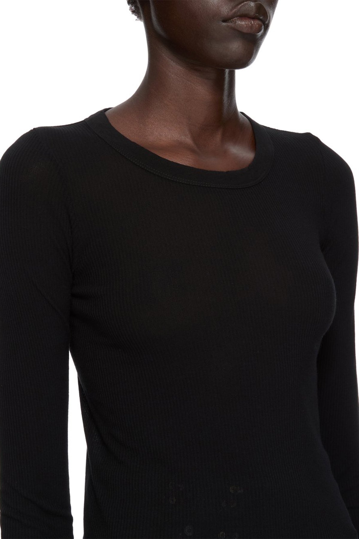 RICK OWENS | CROPPED RIB LONG SLEEVE TEE
