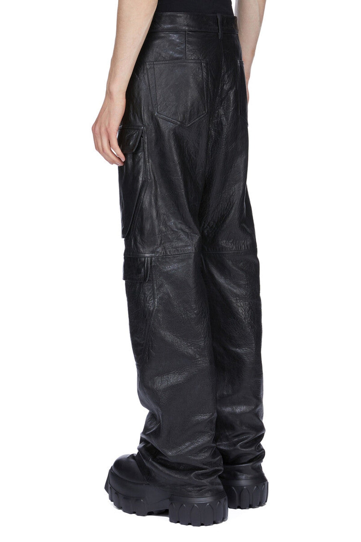Rick Owens風 leather cargo pants Rick Owens Bauhaus Leather Cargo Pants | Black | FARFETCH