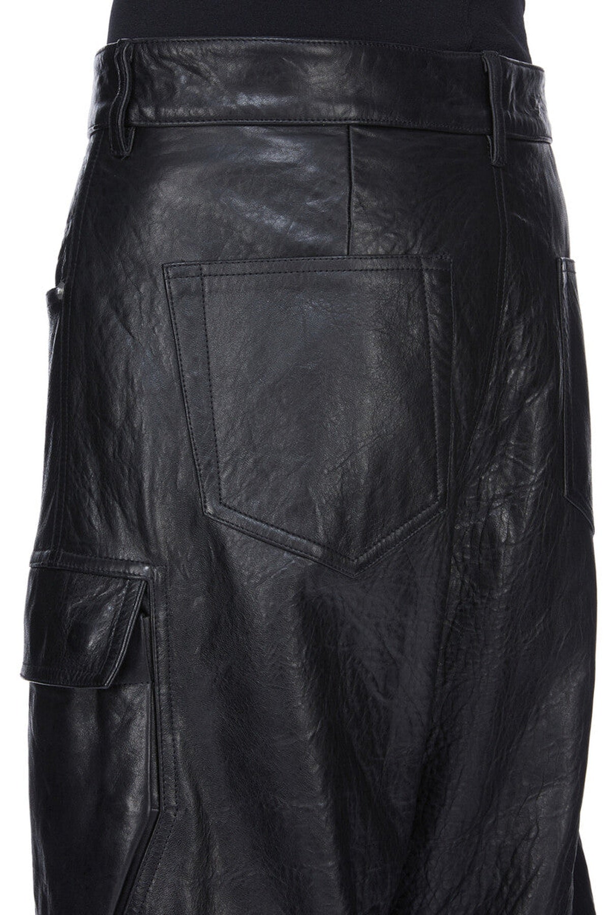 RICK OWENS | LEATHER GETH CARGO PANTS