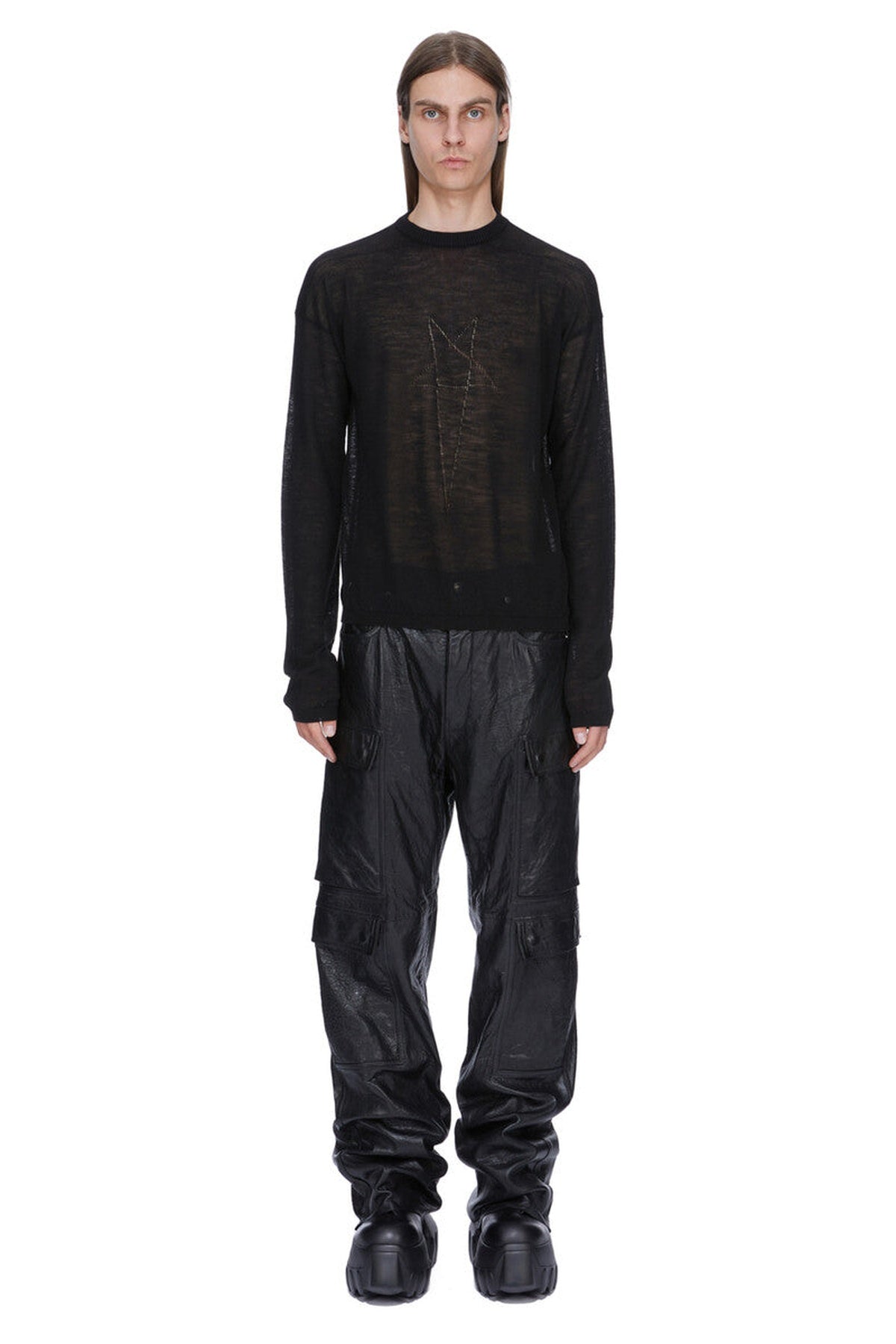 RICK OWENS | LEATHER GETH CARGO PANTS