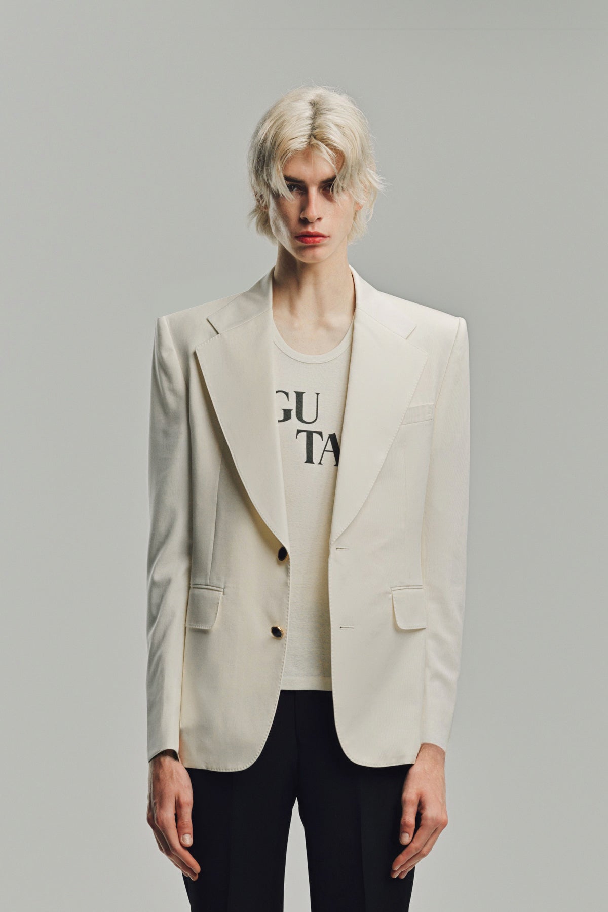 KYOSUKE KUNIMOTO | IVORY NOTCH LAPEL JACKET