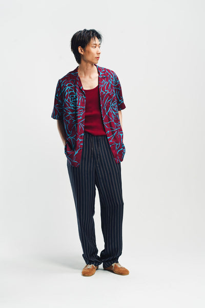 DRIES VAN NOTEN | BOXY VISCOSE ROSE SHIRT