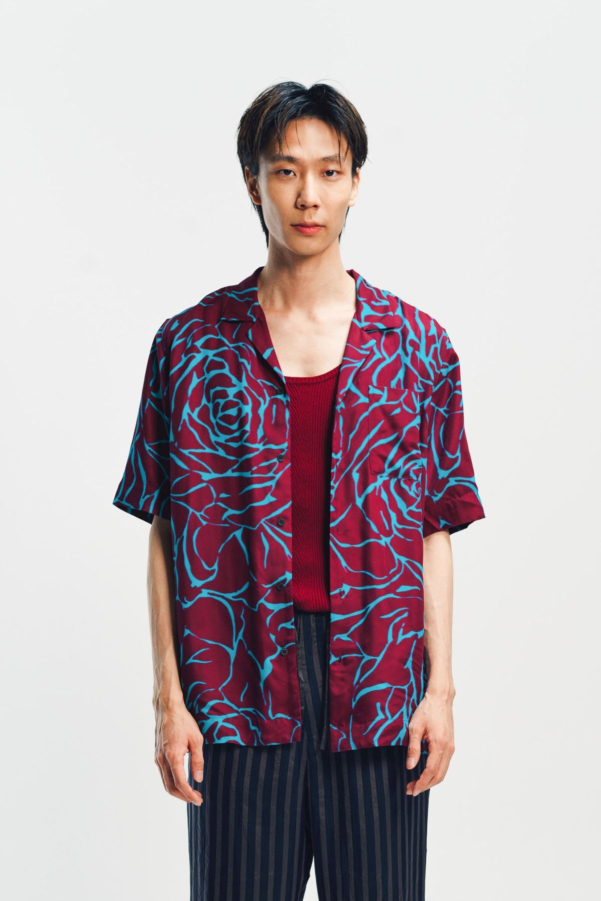 DRIES VAN NOTEN | BOXY VISCOSE ROSE SHIRT