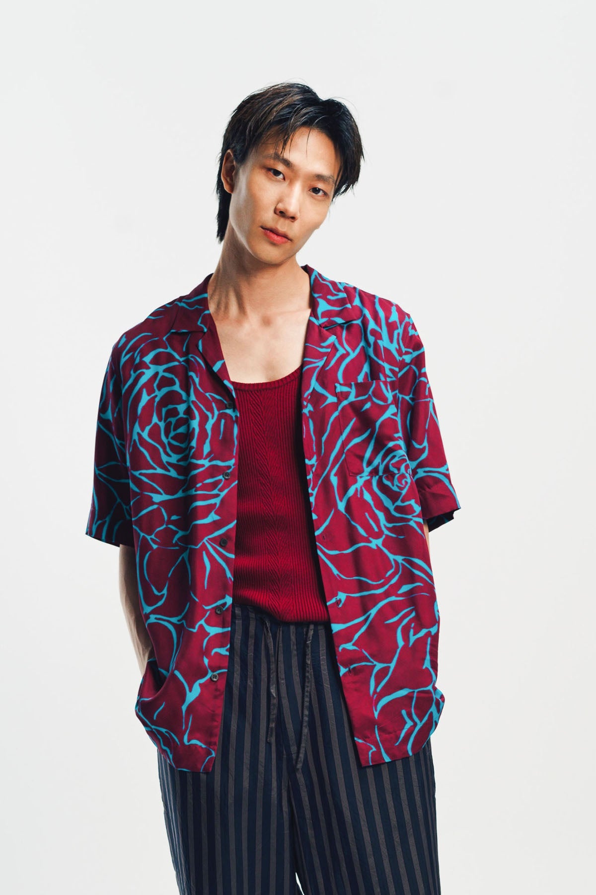 DRIES VAN NOTEN | BOXY VISCOSE ROSE SHIRT