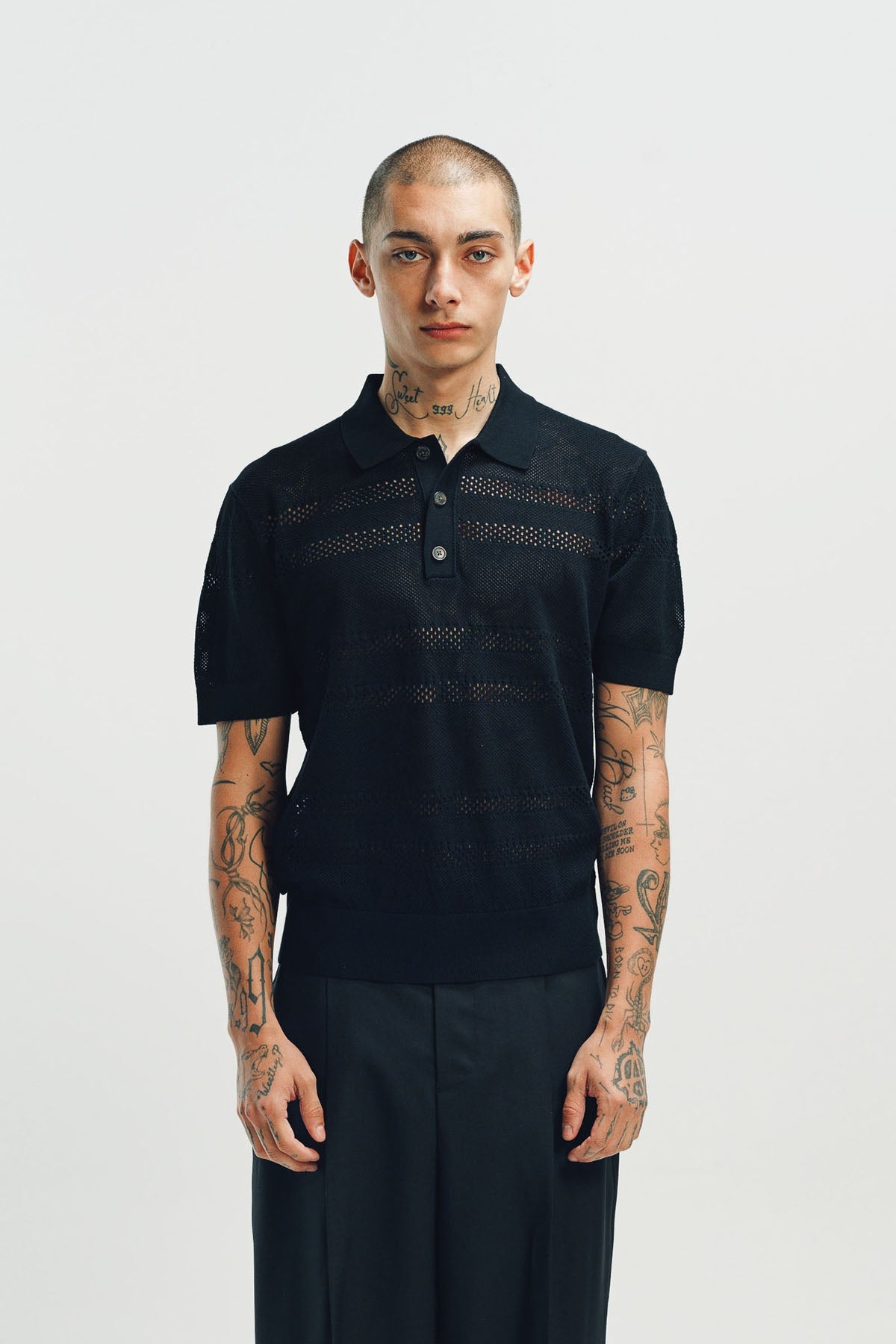 トップス < Dries Van Noten >Oversize Slubbed Polo DRIES VAN NOTEN | MESH POLO SHIRT