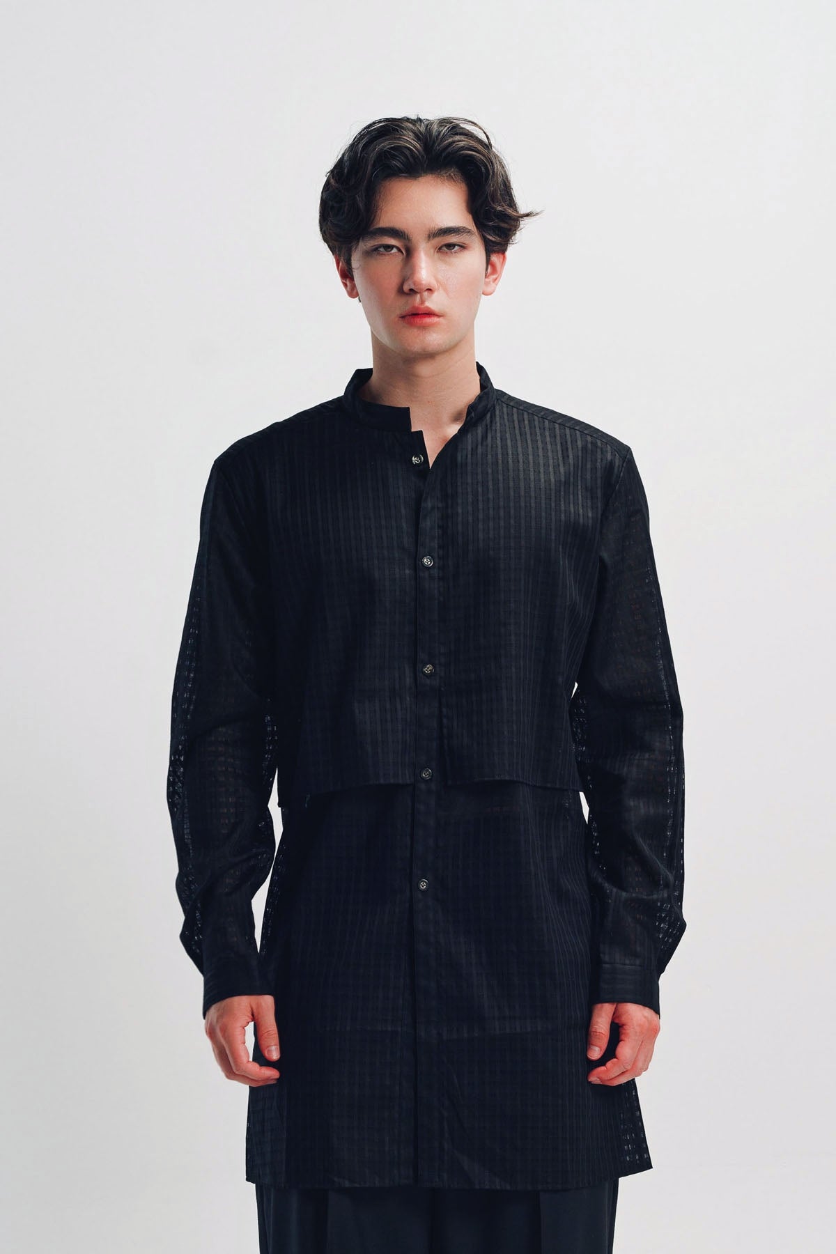 Individual Sentiments | Mao Collar Long Sleeve Shirt