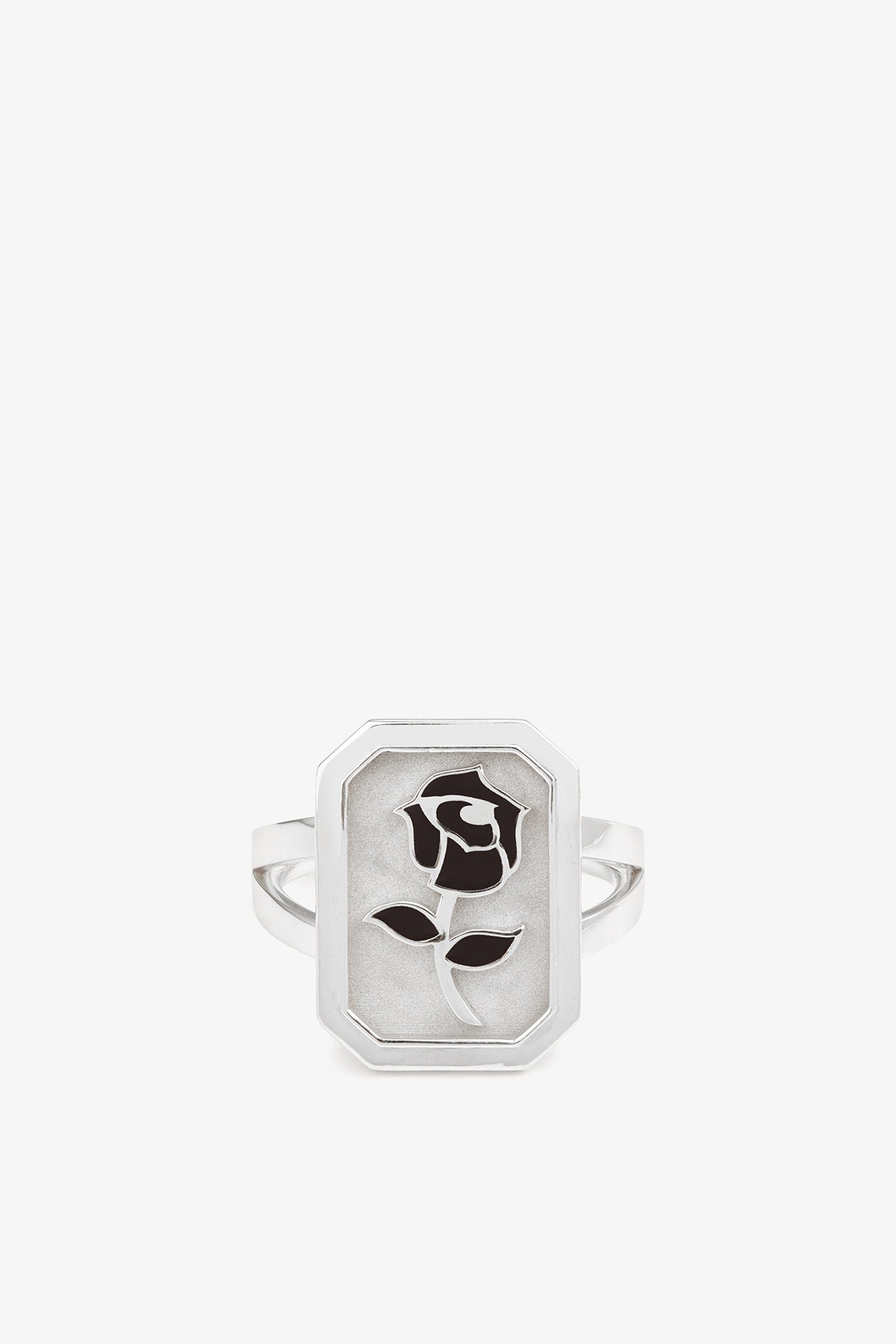 MYSTERYJOY | WHITE GOLD BLACK ROSE SIGNET RING