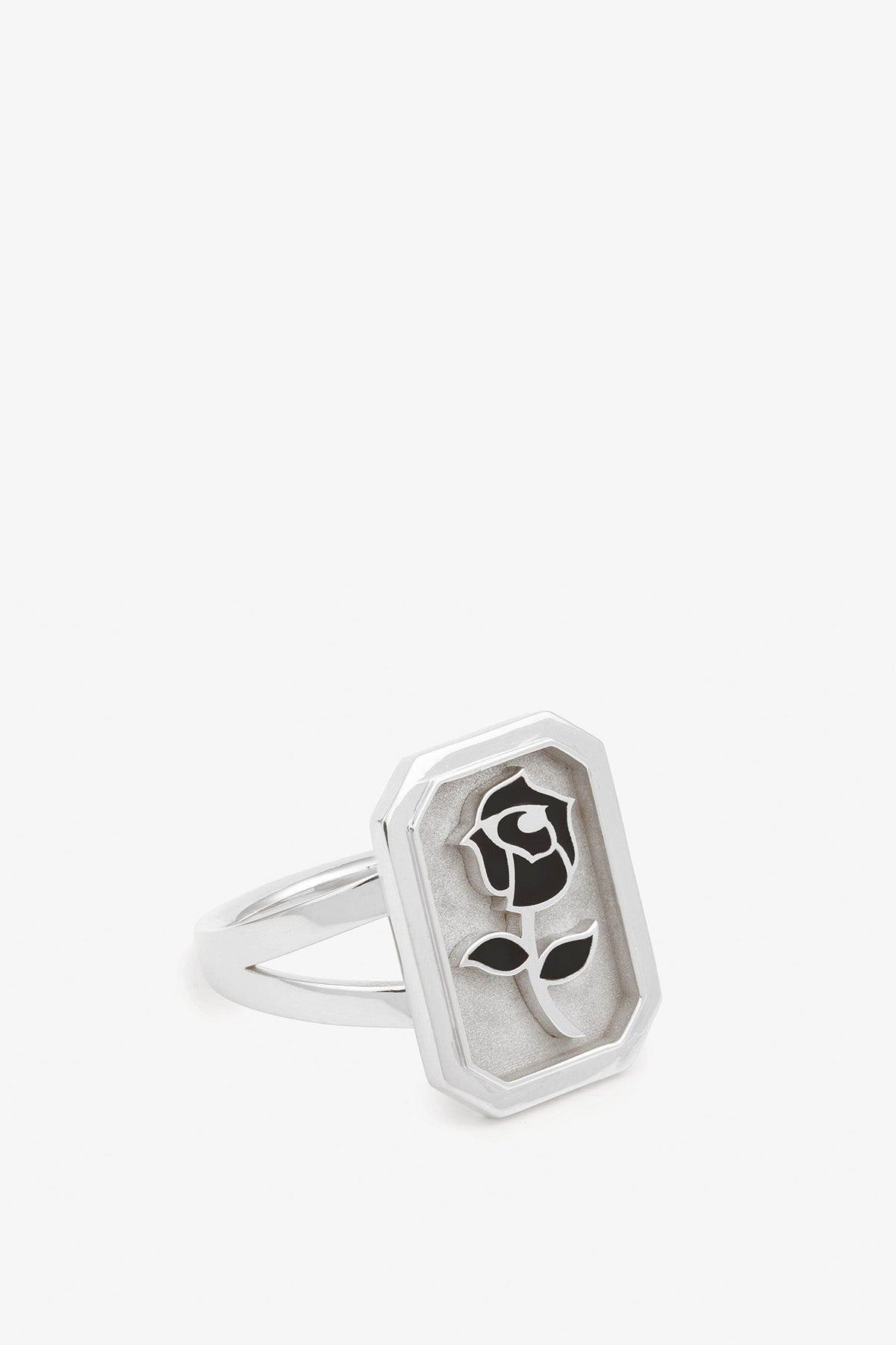 MYSTERYJOY | WHITE GOLD BLACK ROSE SIGNET RING
