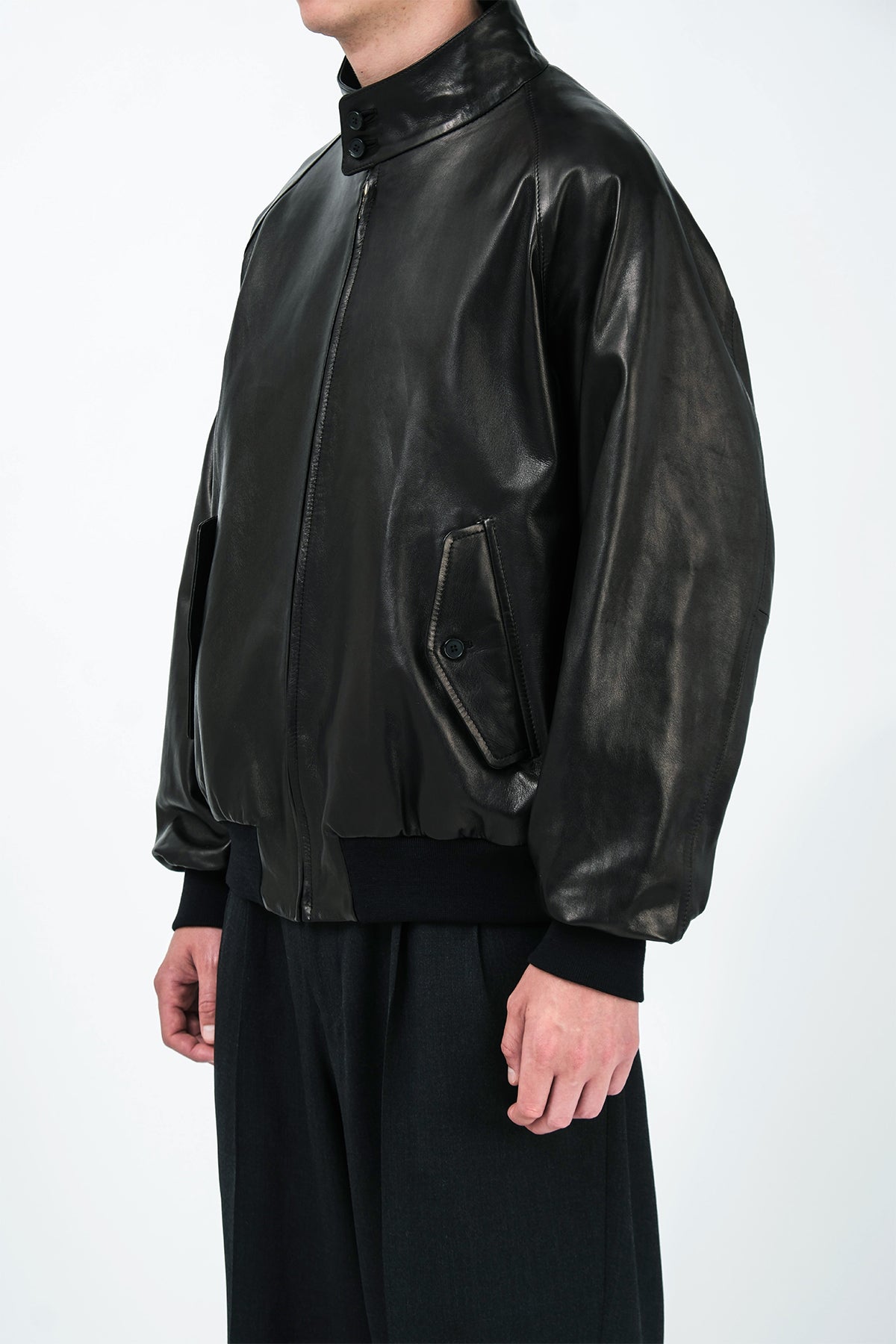 A.PRESSE | LEATHER HARRINGTON JACKET