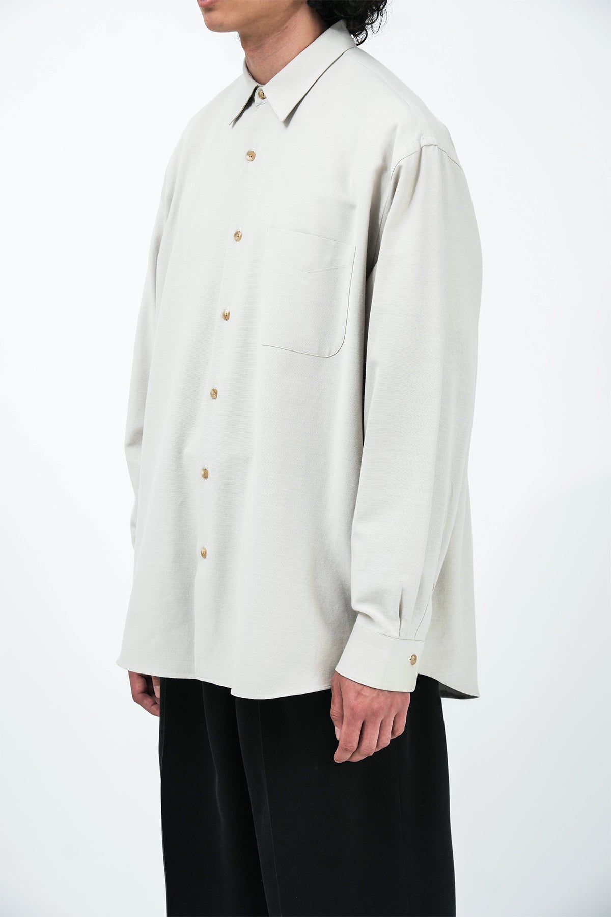 A.PRESSE | SILK COTTON OXFORD REGULAR COLLAR SHIRT