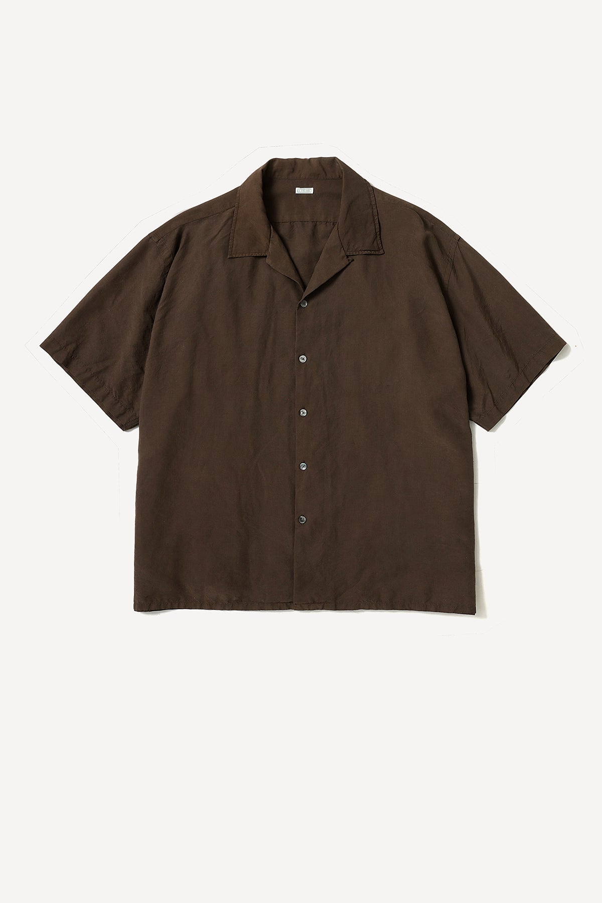 A.PRESSE | NATURAL DYED SILK SHORT SLEEVE OPEN COLLAR SHIRT