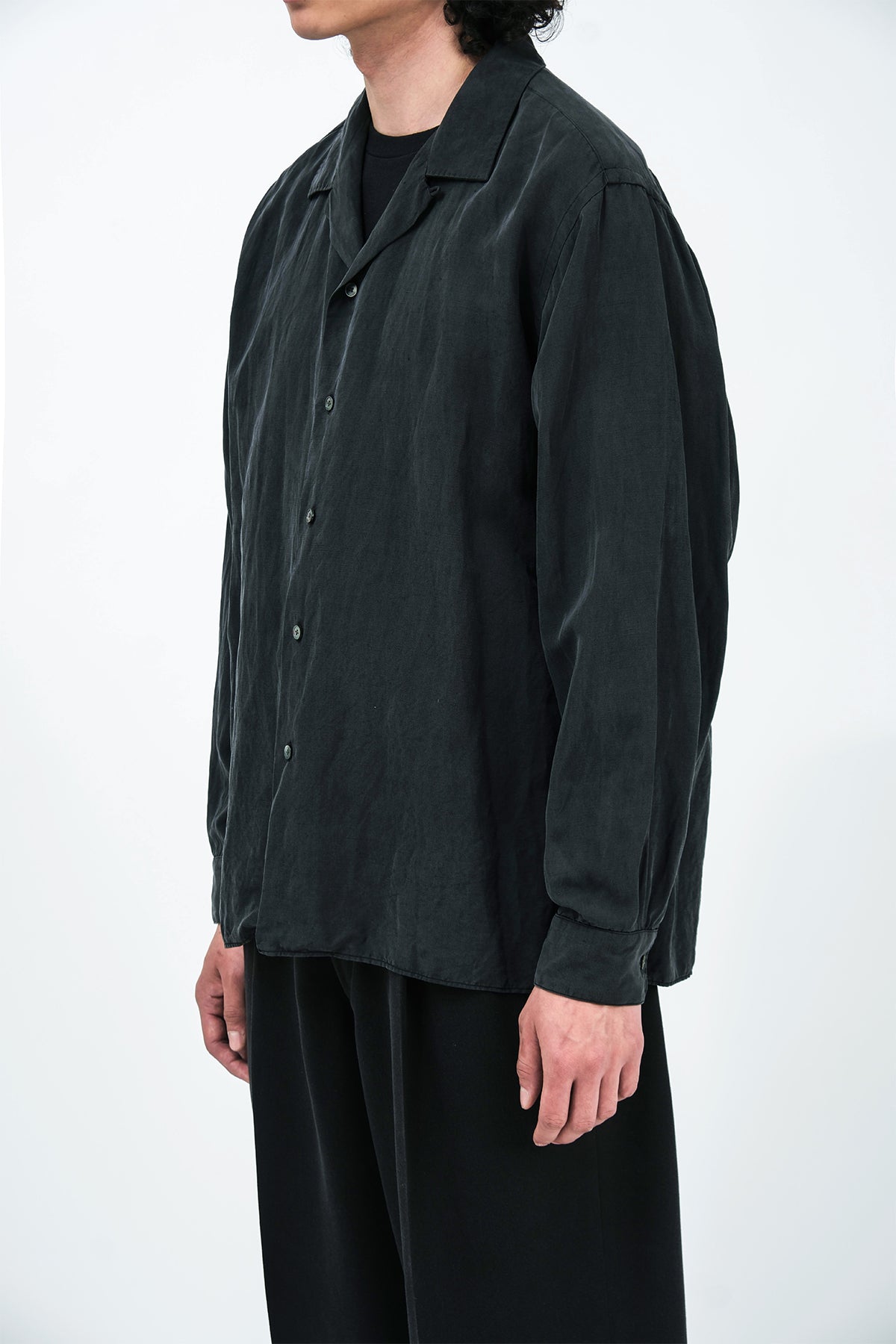 A.PRESSE | VINTAGE SILK LINEN OPEN COLLAR SHIRT