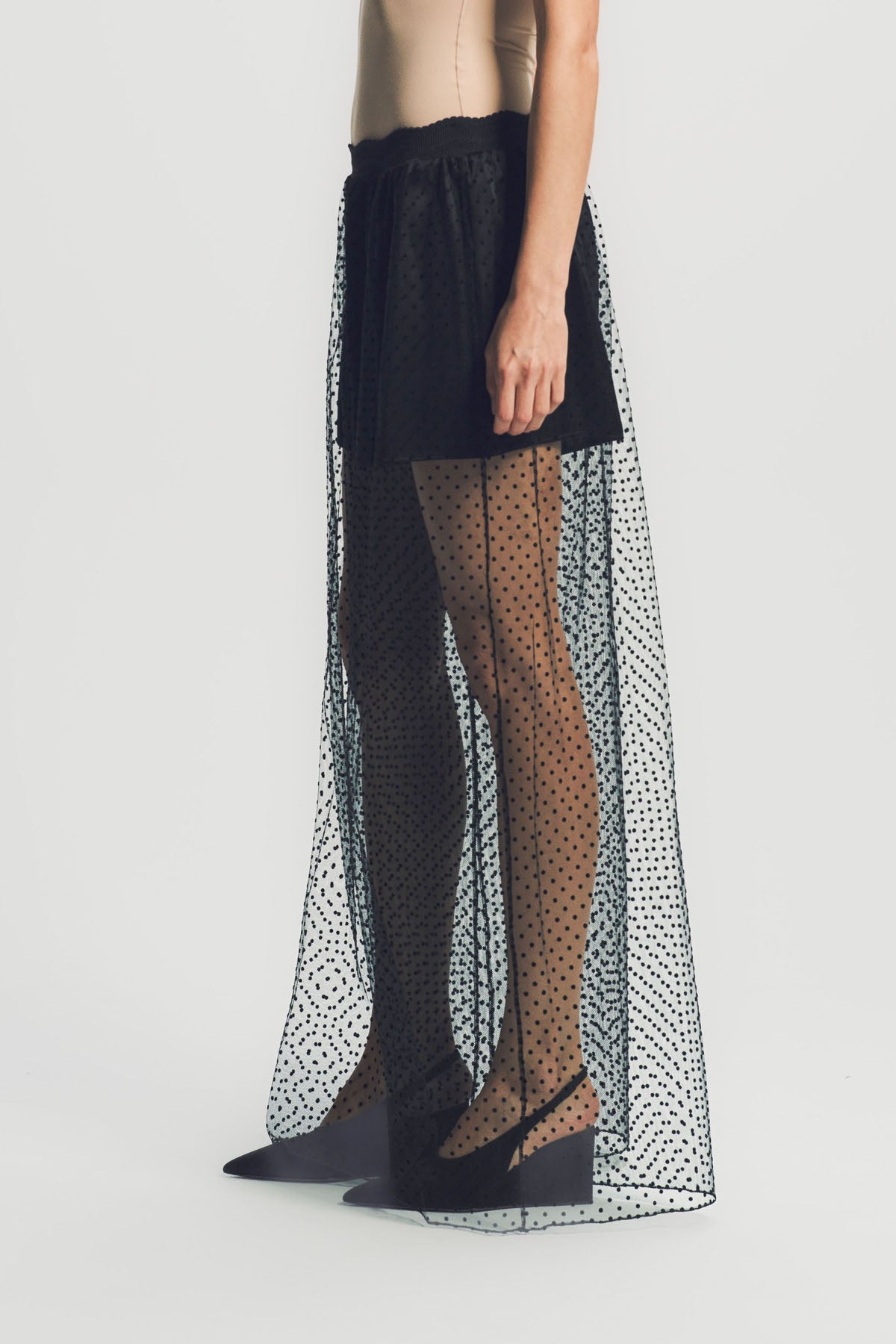 ALAÏA | WIDE LEG MESH PANTS