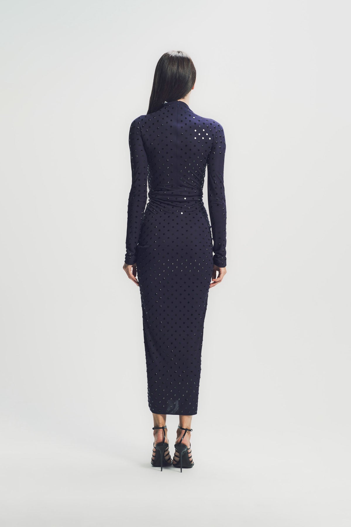 ALAÏA | DRAPED FLUID STRASS JERSEY DRESS