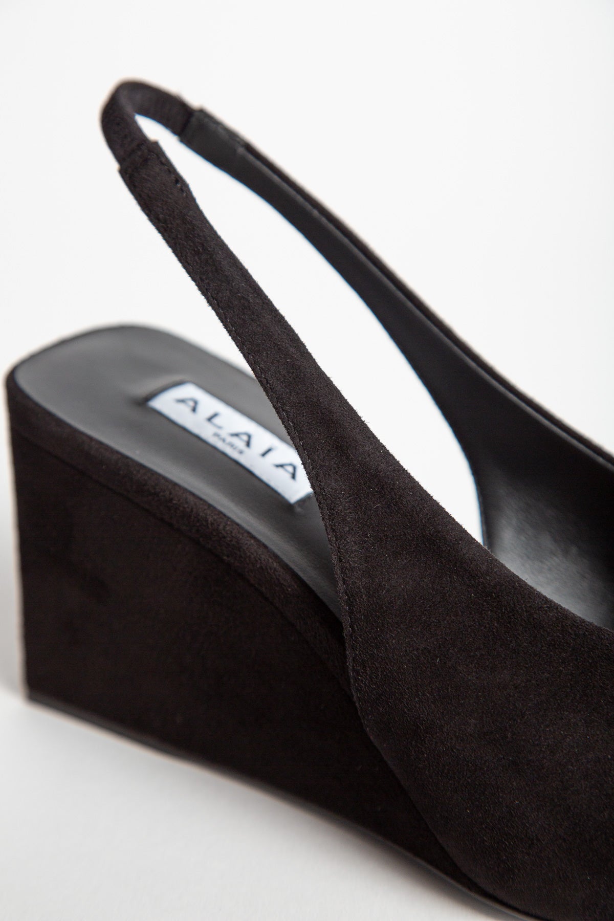 ALAÏA | CUBE WEDGE SLINGBACKS IN SUEDE