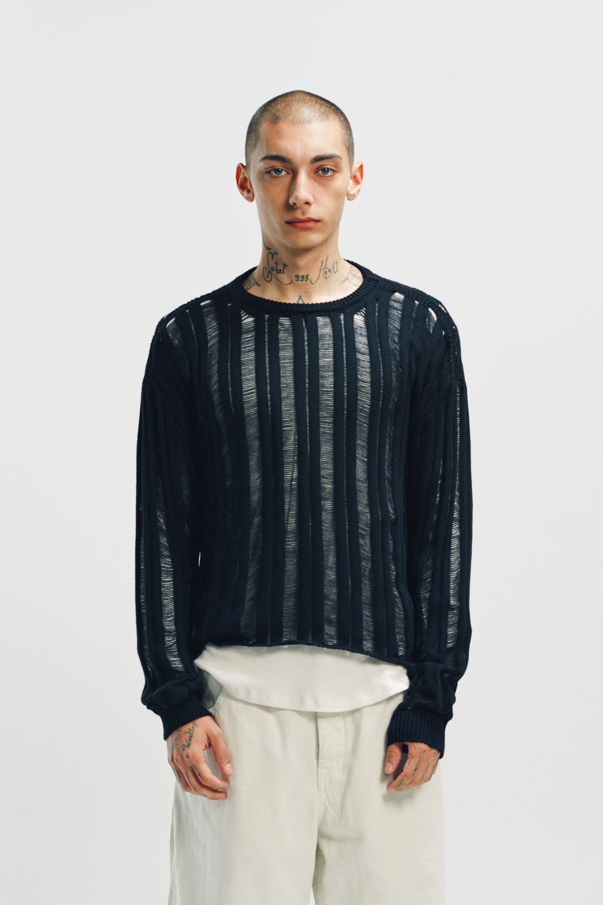 トップス Ann Demeulemeester Blion Sheer Sweater White Aamu Sheer Turtleneck Sweater(B0013193-KN068-002-NATURAL-WHI)