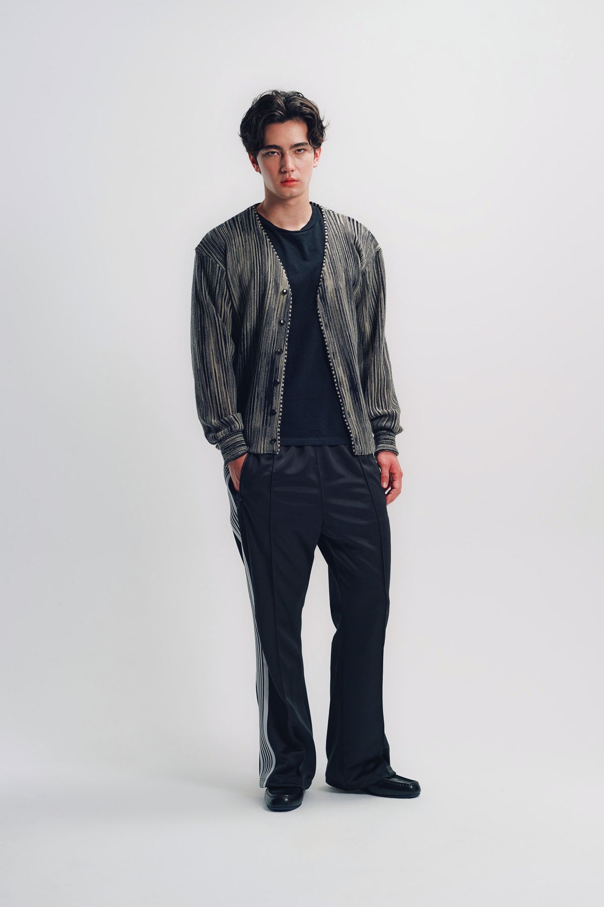 Needles | Black Crepe Weave Cardigan
